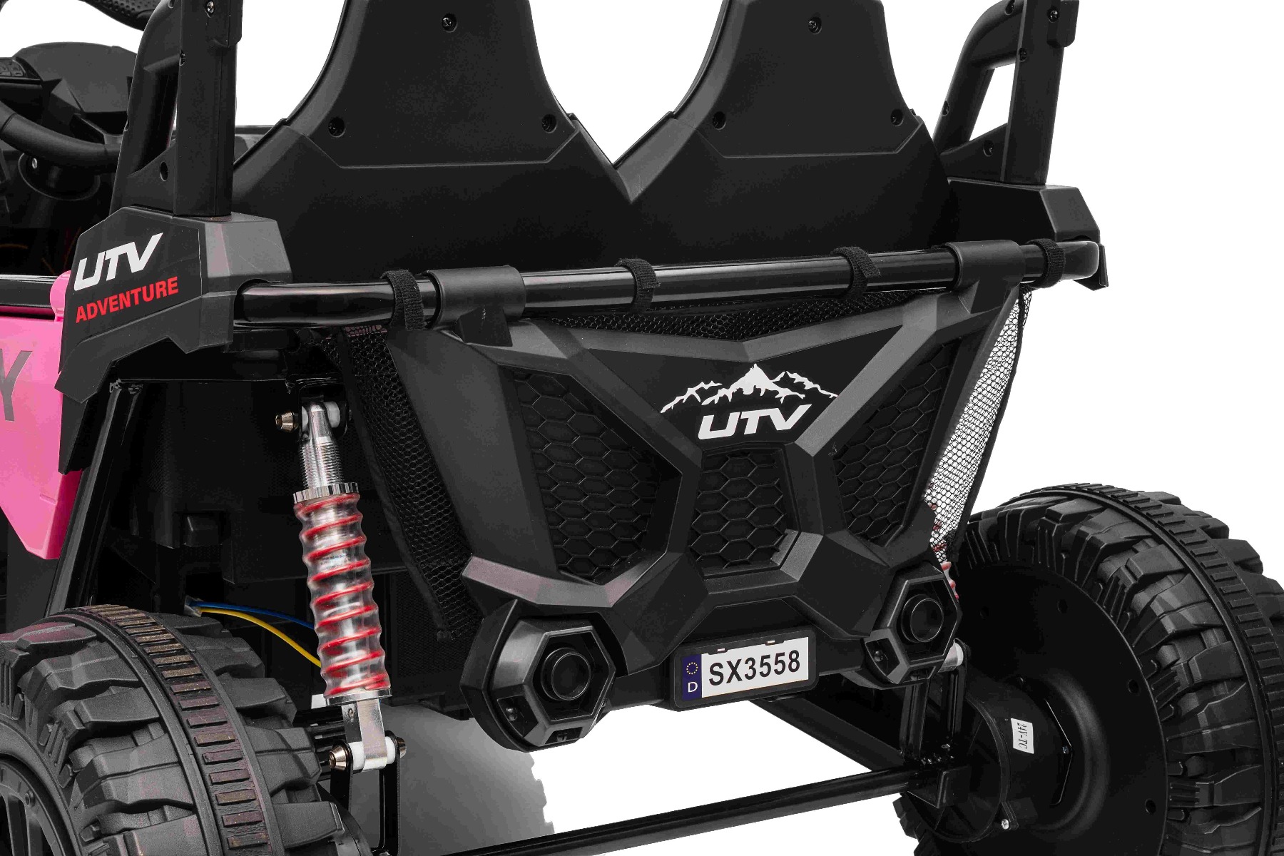 Maşinuţa electrica copii T-REX Ride 4x4 cu două locuri 24V, roz, player MP3 cu intrare USB/AUX, acționare 4x4, baterie litiu, suspensie, telecomandă, lumini LED - imagine 43