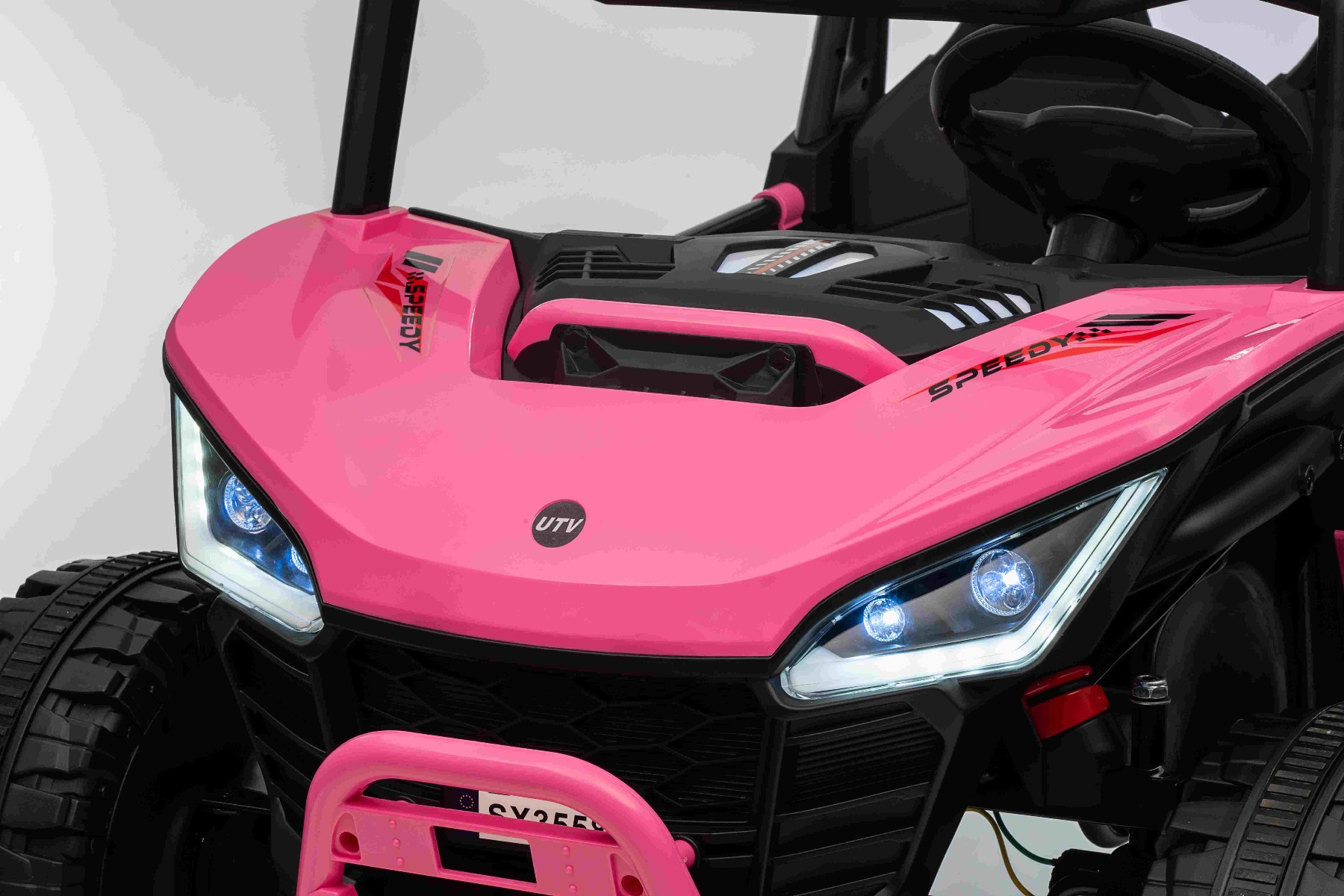 Maşinuţa electrica copii T-REX Ride 4x4 cu două locuri 24V, roz, player MP3 cu intrare USB/AUX, acționare 4x4, baterie litiu, suspensie, telecomandă, lumini LED - imagine 48