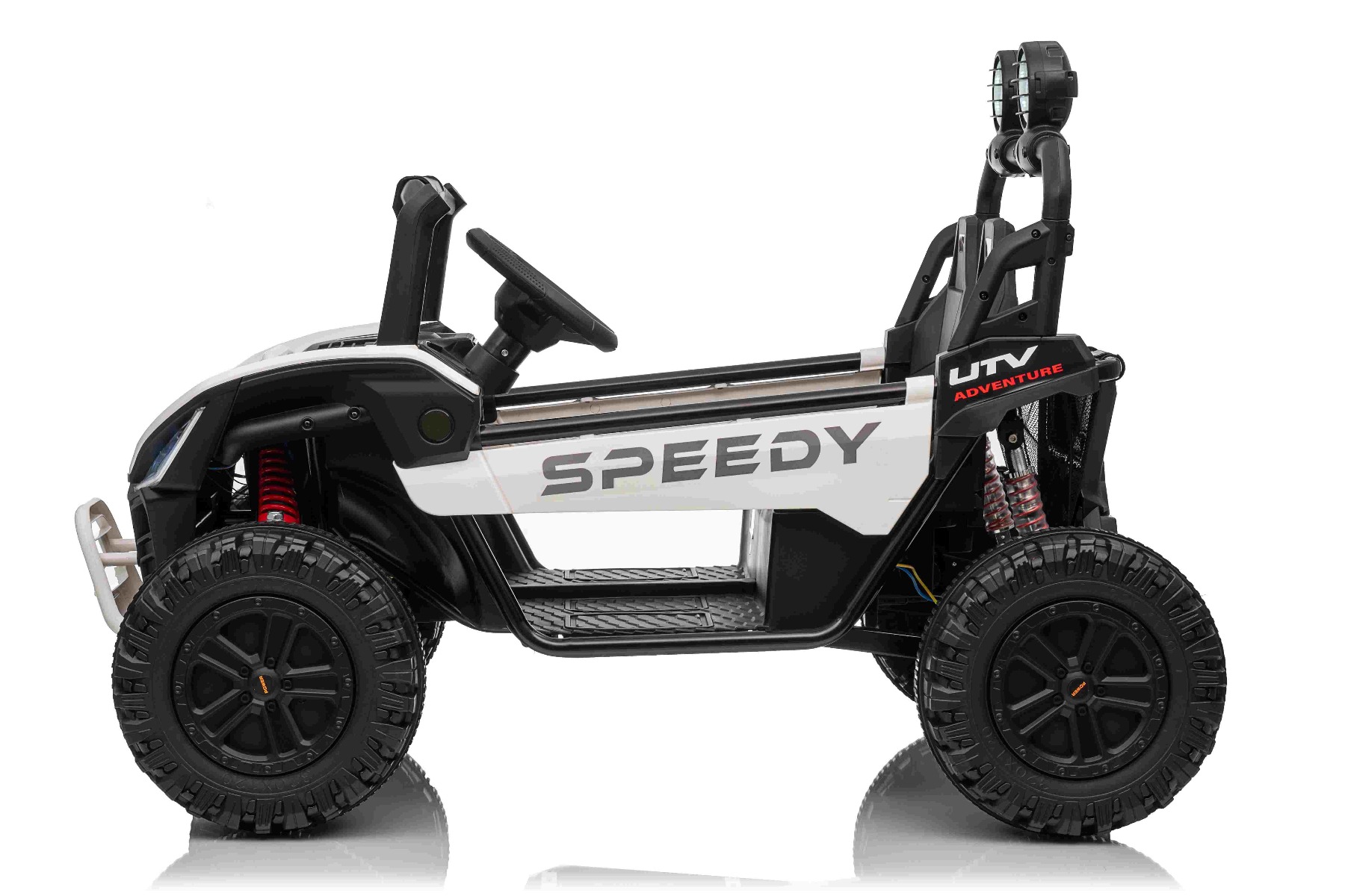 Maşinuţa electrica copii T-REX Ride 4x4 cu două locuri 24V, alb, player MP3 cu intrare USB/AUX, acționare 4x4, baterie litiu, suspensie, telecomandă, lumini LED - imagine 5