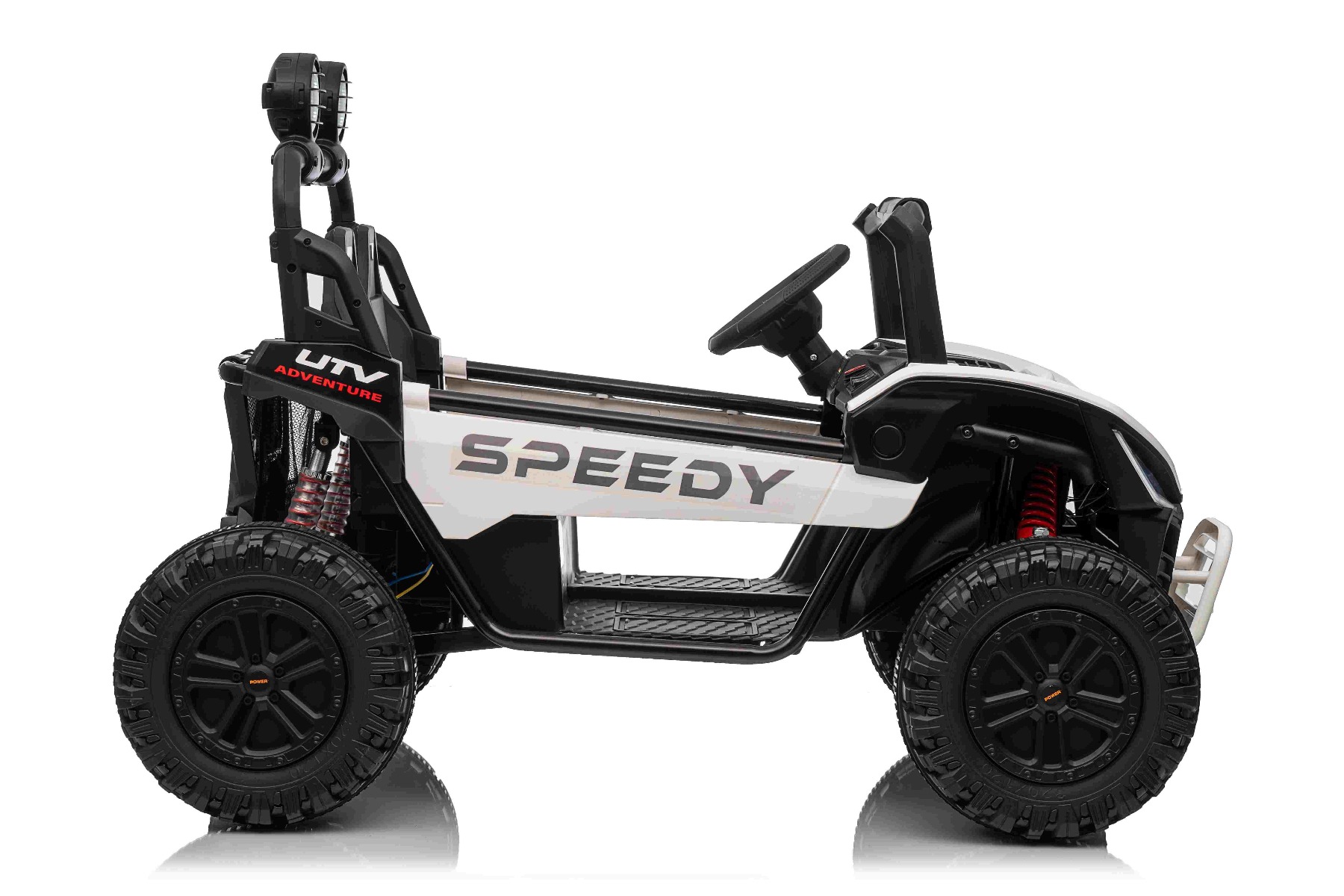 Maşinuţa electrica copii T-REX Ride 4x4 cu două locuri 24V, alb, player MP3 cu intrare USB/AUX, acționare 4x4, baterie litiu, suspensie, telecomandă, lumini LED - imagine 12