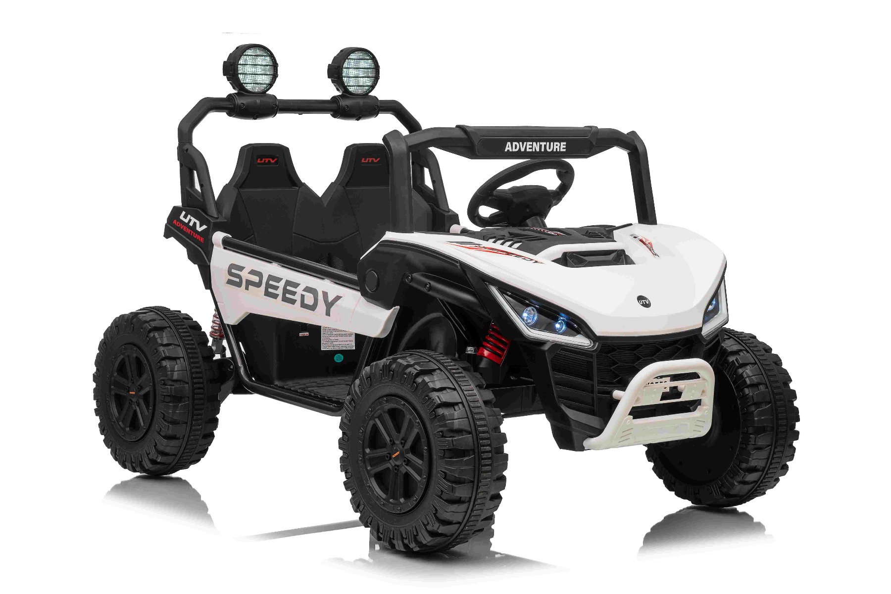 Maşinuţa electrica copii T-REX Ride 4x4 cu două locuri 24V, alb, player MP3 cu intrare USB/AUX, acționare 4x4, baterie litiu, suspensie, telecomandă, lumini LED - imagine 13