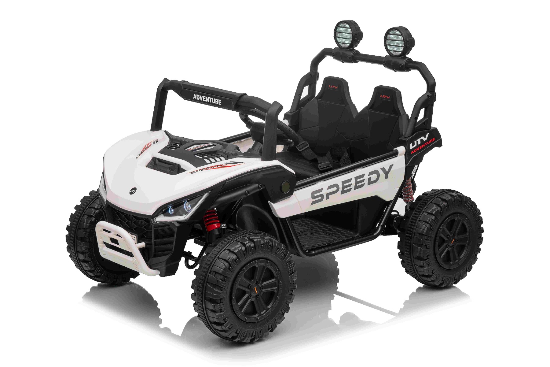 Maşinuţa electrica copii T-REX Ride 4x4 cu două locuri 24V, alb, player MP3 cu intrare USB/AUX, acționare 4x4, baterie litiu, suspensie, telecomandă, lumini LED - imagine 17