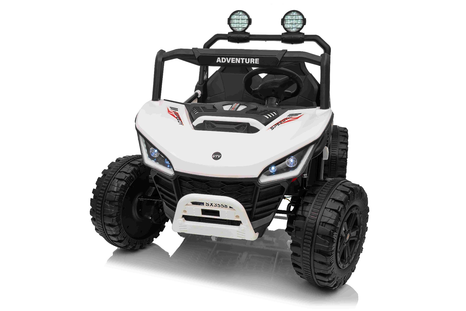 Maşinuţa electrica copii T-REX Ride 4x4 cu două locuri 24V, alb, player MP3 cu intrare USB/AUX, acționare 4x4, baterie litiu, suspensie, telecomandă, lumini LED - imagine 21