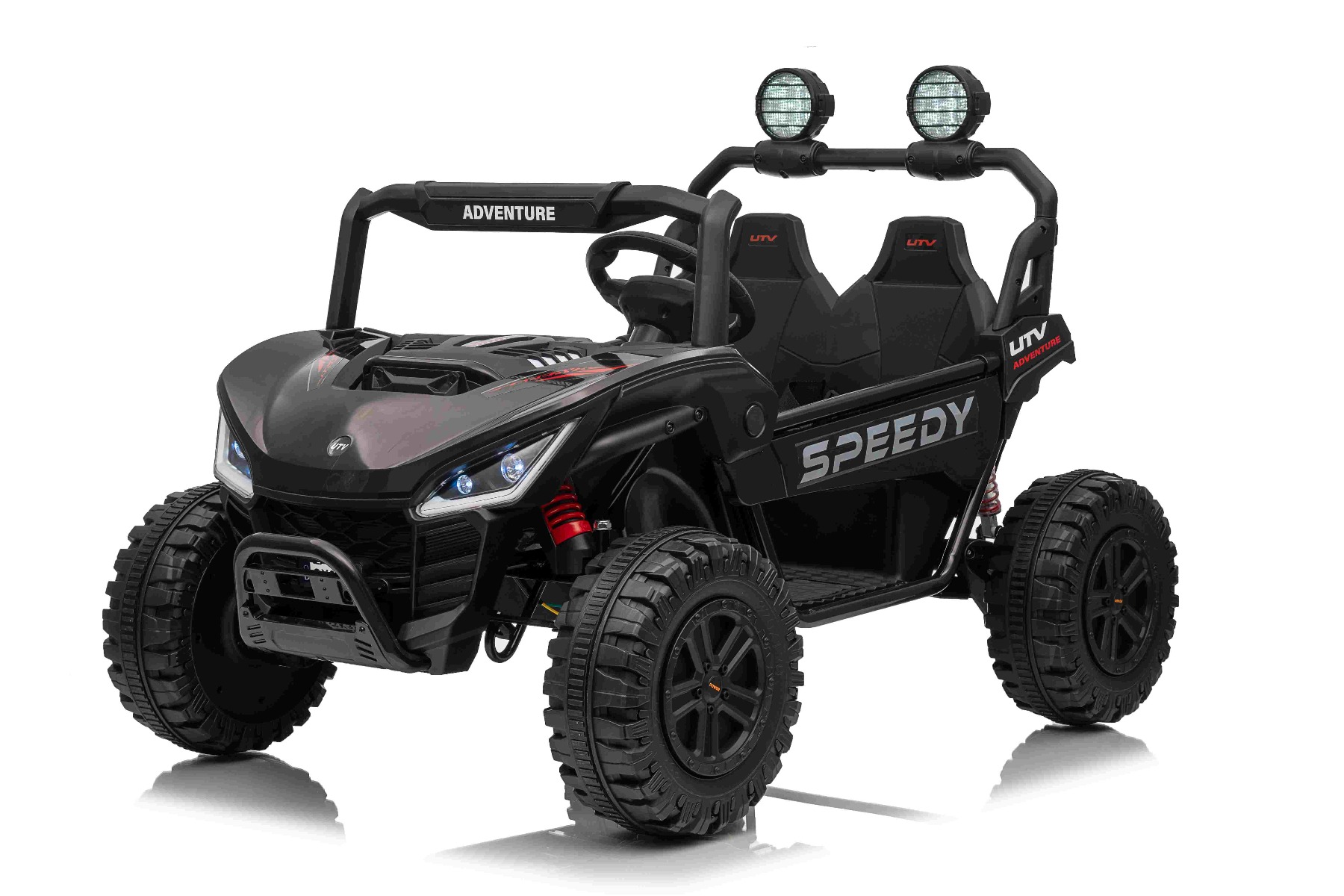Maşinuţa electrica copii T-REX Ride 4x4 cu două locuri 24V, negru, player MP3 cu intrare USB/AUX, acționare 4x4, baterie litiu, suspensie, telecomandă, lumini LED - imagine 2