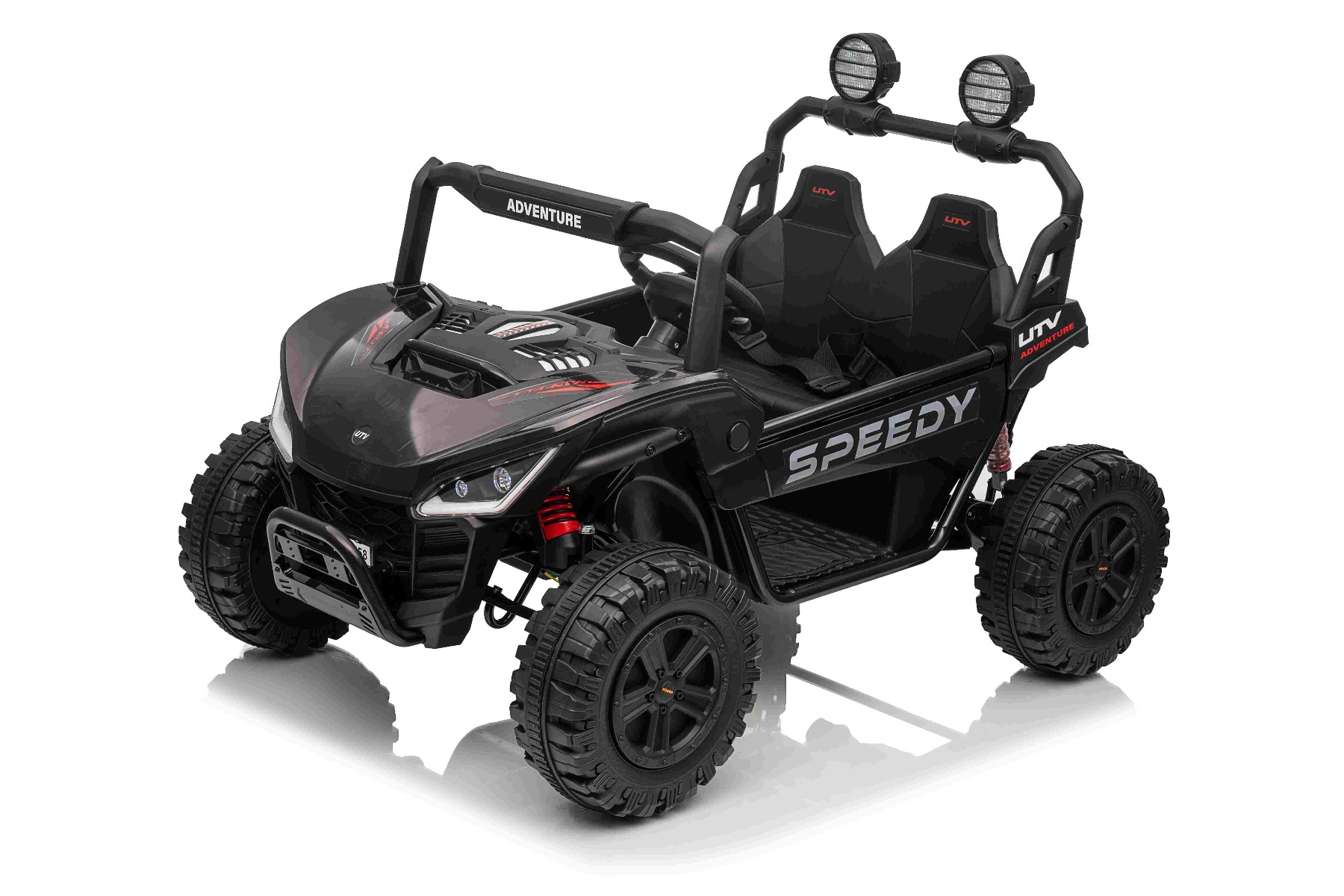 Maşinuţa electrica copii T-REX Ride 4x4 cu două locuri 24V, negru, player MP3 cu intrare USB/AUX, acționare 4x4, baterie litiu, suspensie, telecomandă, lumini LED - imagine 14