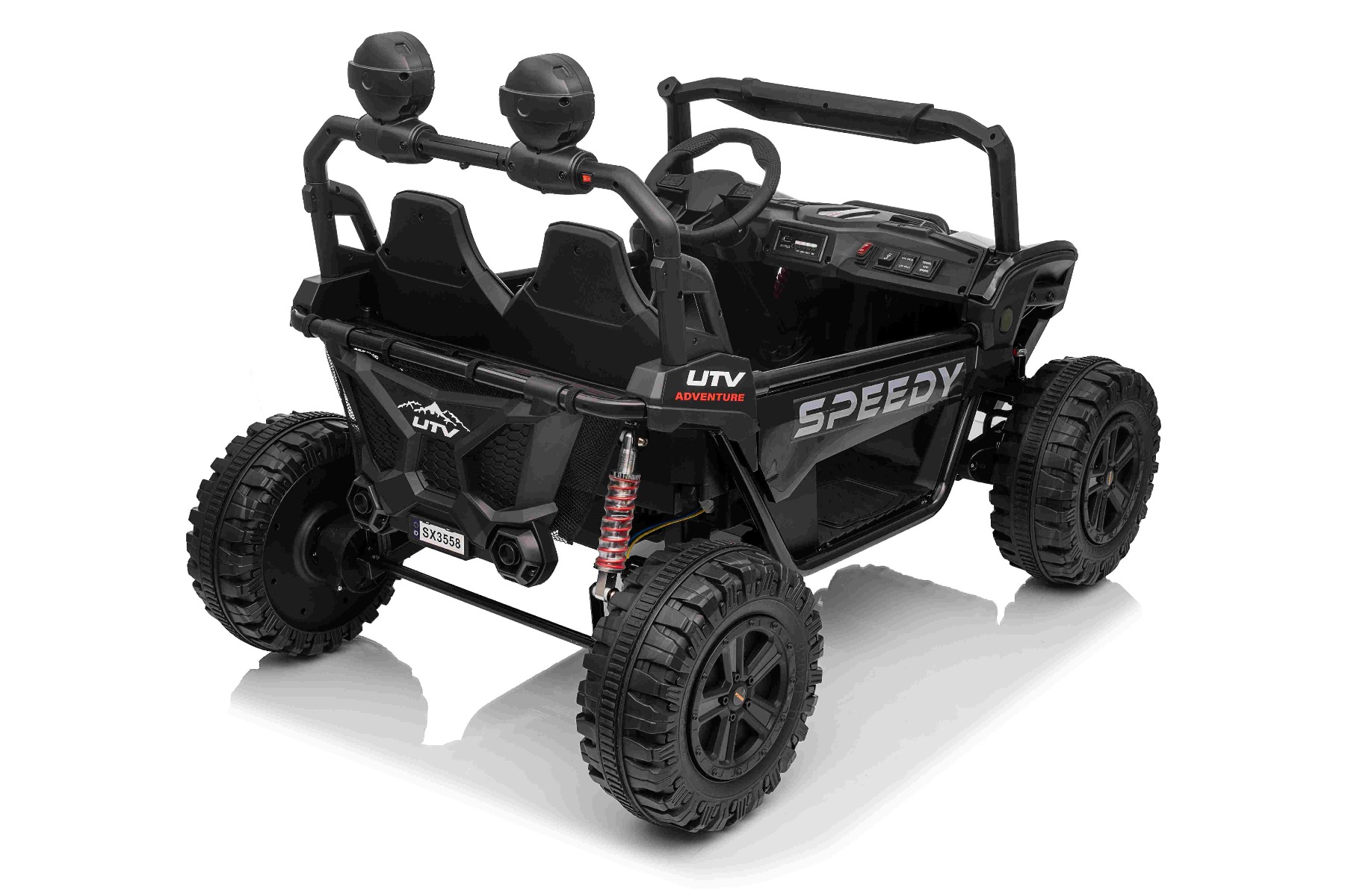 Maşinuţa electrica copii T-REX Ride 4x4 cu două locuri 24V, negru, player MP3 cu intrare USB/AUX, acționare 4x4, baterie litiu, suspensie, telecomandă, lumini LED - imagine 16