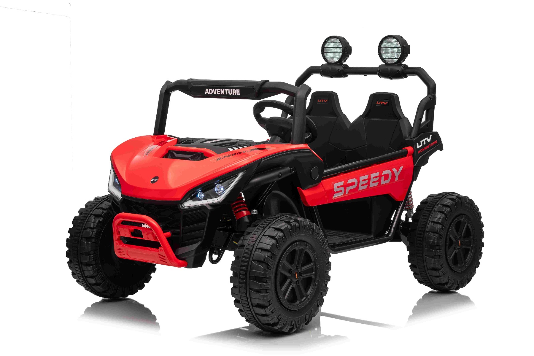 Maşinuţa electrica copii T-REX Ride 4x4 cu două locuri 24V, roșu, player MP3 cu intrare USB/AUX, acționare 4x4, baterie litiu, suspensie, telecomandă, lumini LED - imagine 2