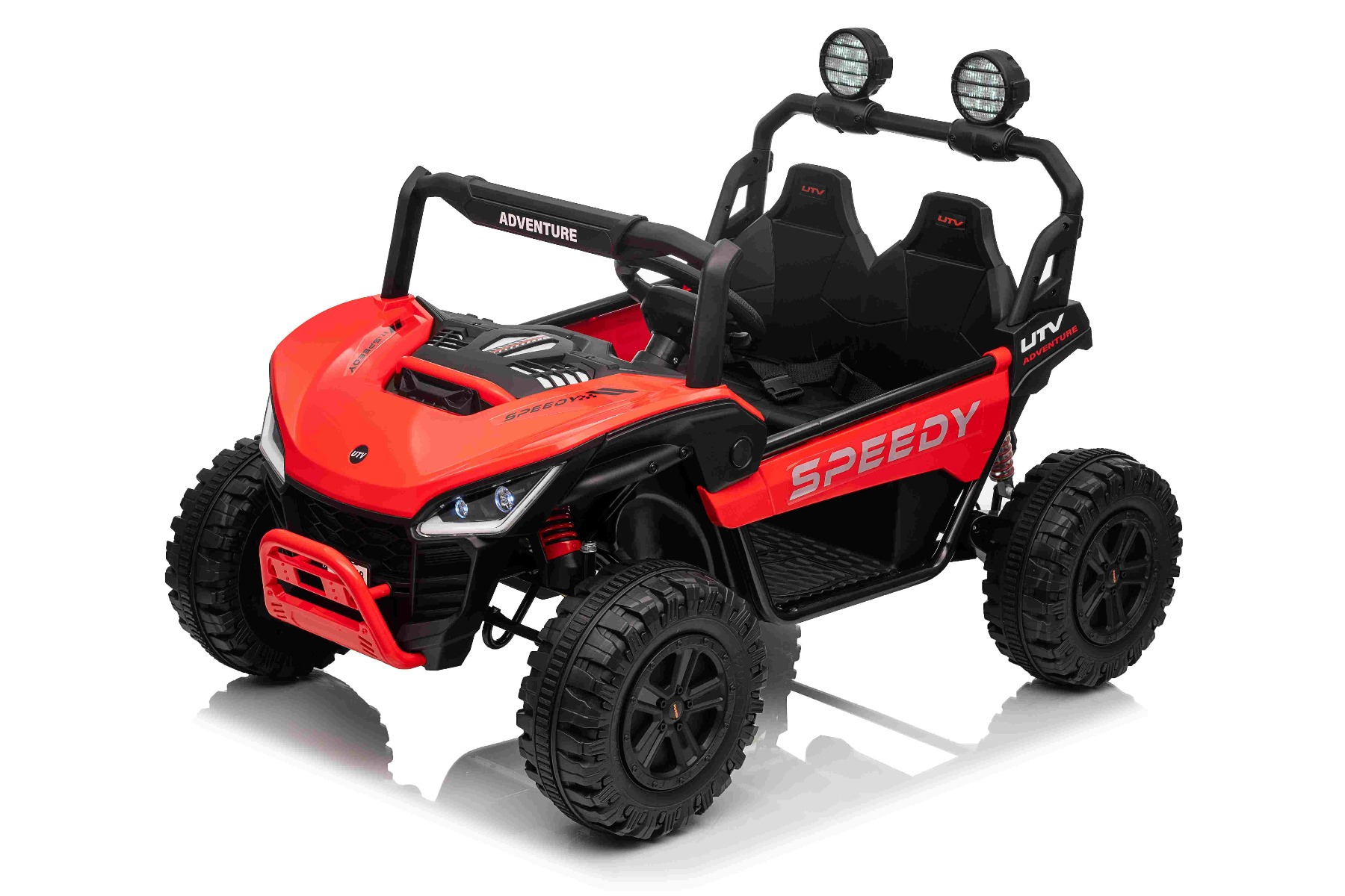Maşinuţa electrica copii T-REX Ride 4x4 cu două locuri 24V, roșu, player MP3 cu intrare USB/AUX, acționare 4x4, baterie litiu, suspensie, telecomandă, lumini LED - imagine 14