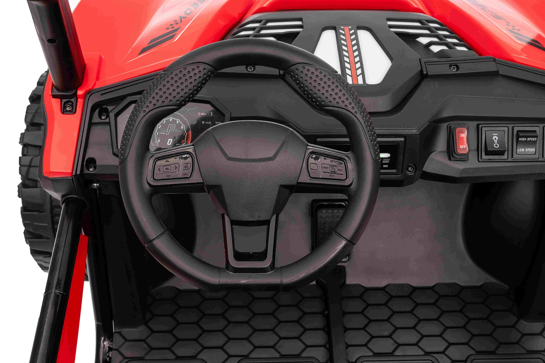 Maşinuţa electrica copii T-REX Ride 4x4 cu două locuri 24V, roșu, player MP3 cu intrare USB/AUX, acționare 4x4, baterie litiu, suspensie, telecomandă, lumini LED - imagine 31