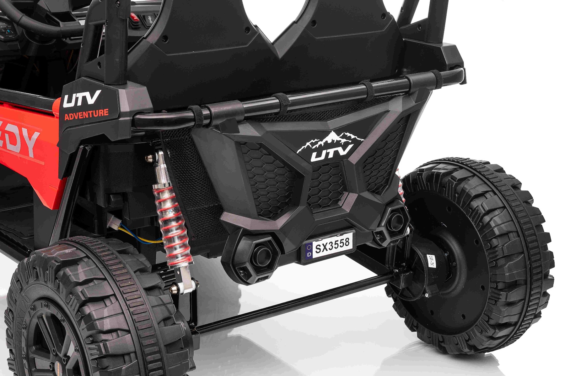 Maşinuţa electrica copii T-REX Ride 4x4 cu două locuri 24V, roșu, player MP3 cu intrare USB/AUX, acționare 4x4, baterie litiu, suspensie, telecomandă, lumini LED - imagine 40