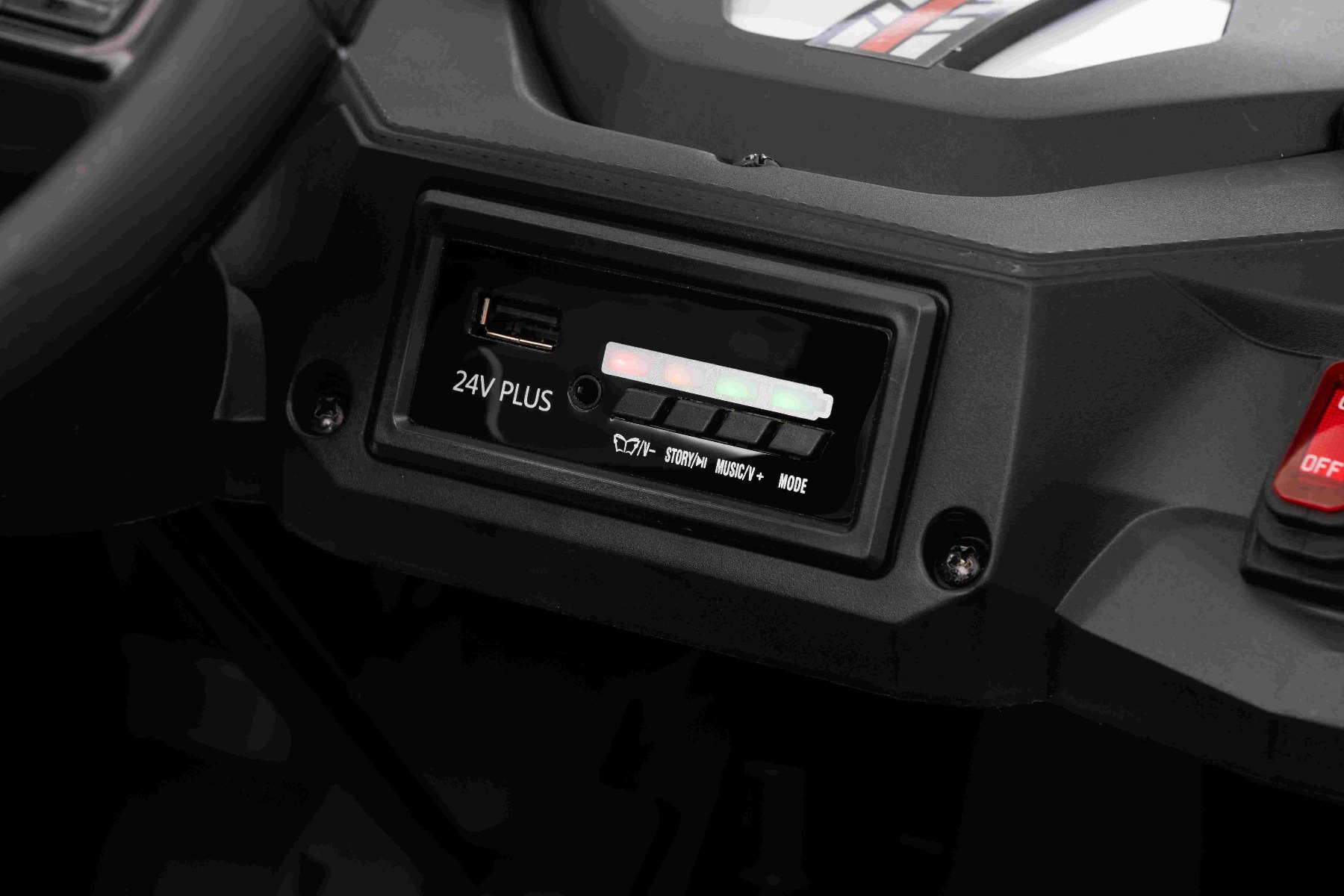 Maşinuţa electrica copii T-REX Ride 4x4 cu două locuri 24V, negru, player MP3 cu intrare USB/AUX, acționare 4x4, baterie litiu, suspensie, telecomandă, lumini LED - imagine 25