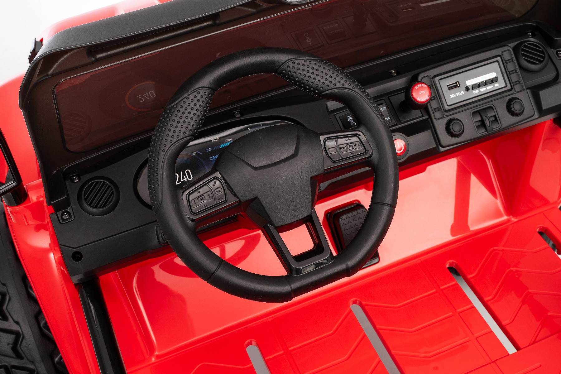 Maşinuţa electrica copii OFFRIDE 4x4² cu două locuri, 24V, roșu, player MP3 cu intrare USB/AUX, transmisie 4x4, baterie litiu, roți EVA cu suspensie, telecomandă, lumini LED - imagine 31