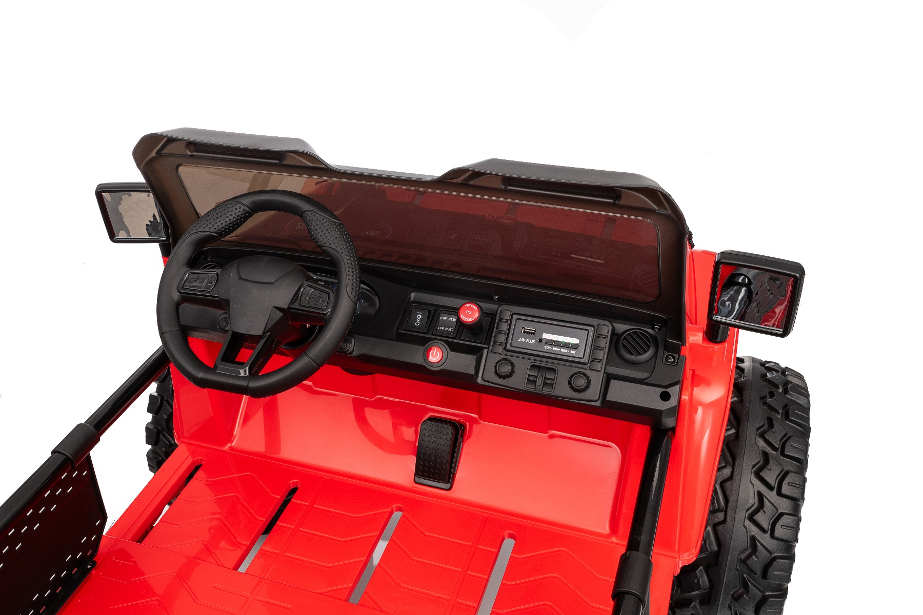Maşinuţa electrica copii OFFRIDE 4x4² cu două locuri, 24V, roșu, player MP3 cu intrare USB/AUX, transmisie 4x4, baterie litiu, roți EVA cu suspensie, telecomandă, lumini LED - imagine 35