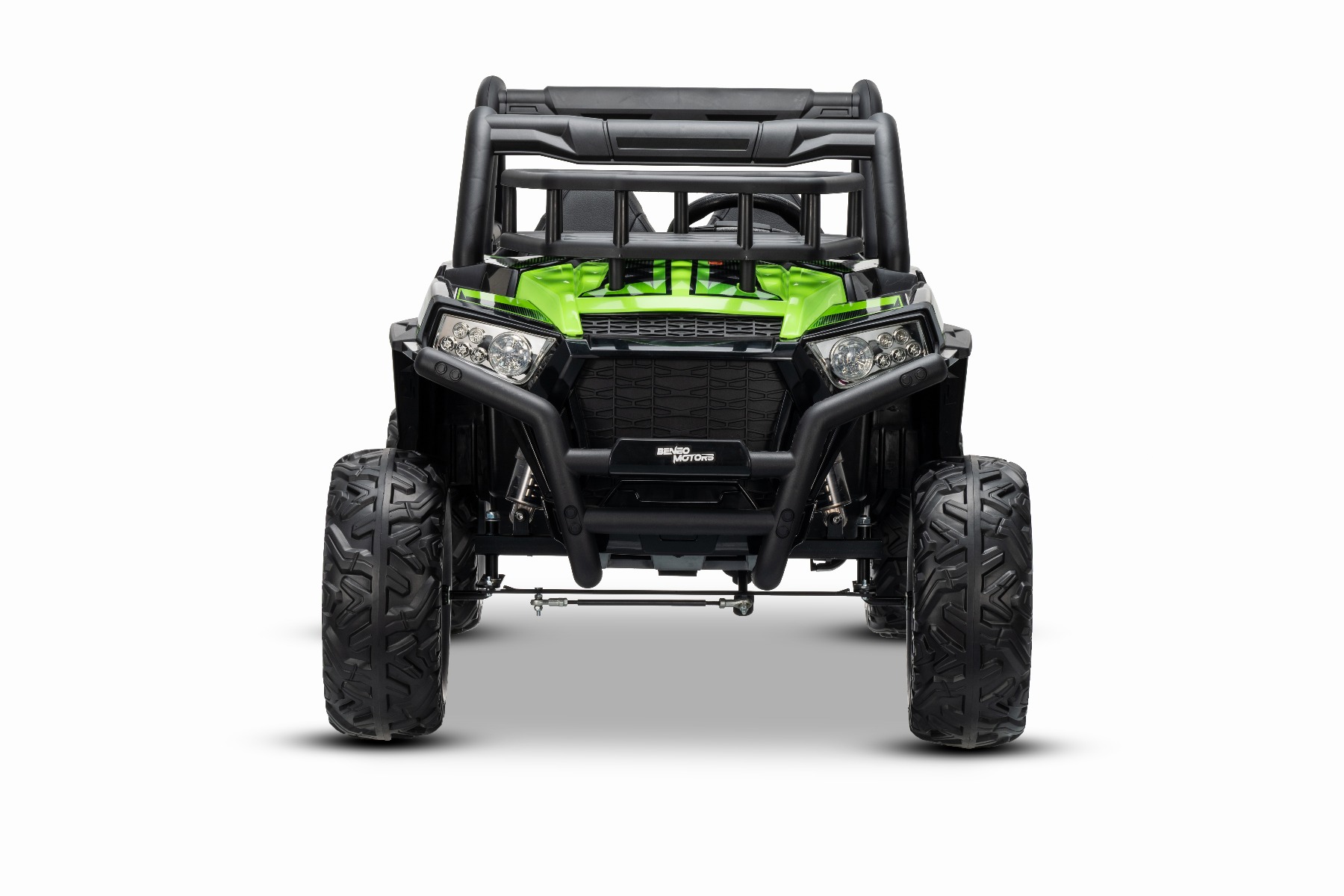 Mașină electrică pentru copii UTV 24V, verde, două locuri, motor 2 x 200 W, Baterie litiu, roți EVA, osii cu arcuri, frână electrică, scaun tapițat, 2.4 GHz DO, două locuri, USB, AUX - imagine 16