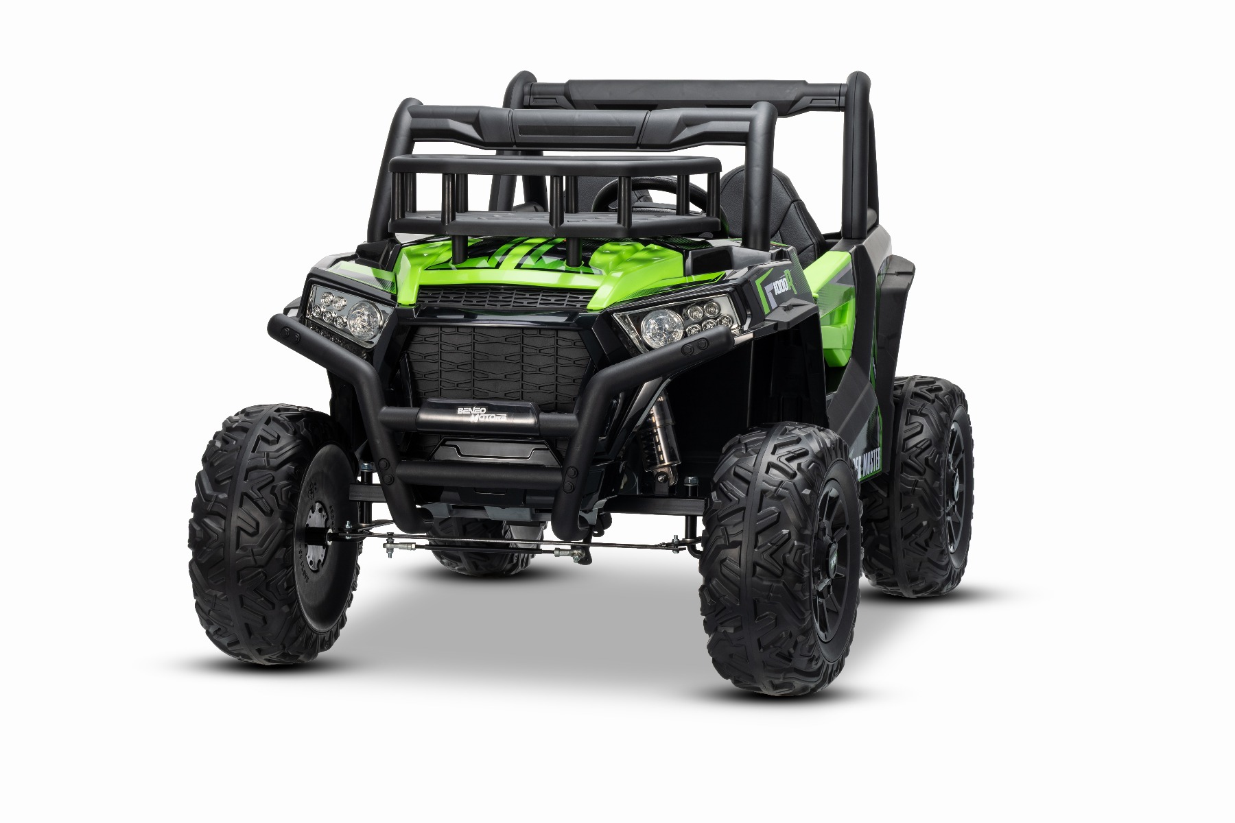 Mașină electrică pentru copii UTV 24V, verde, două locuri, motor 2 x 200 W, Baterie litiu, roți EVA, osii cu arcuri, frână electrică, scaun tapițat, 2.4 GHz DO, două locuri, USB, AUX - imagine 17