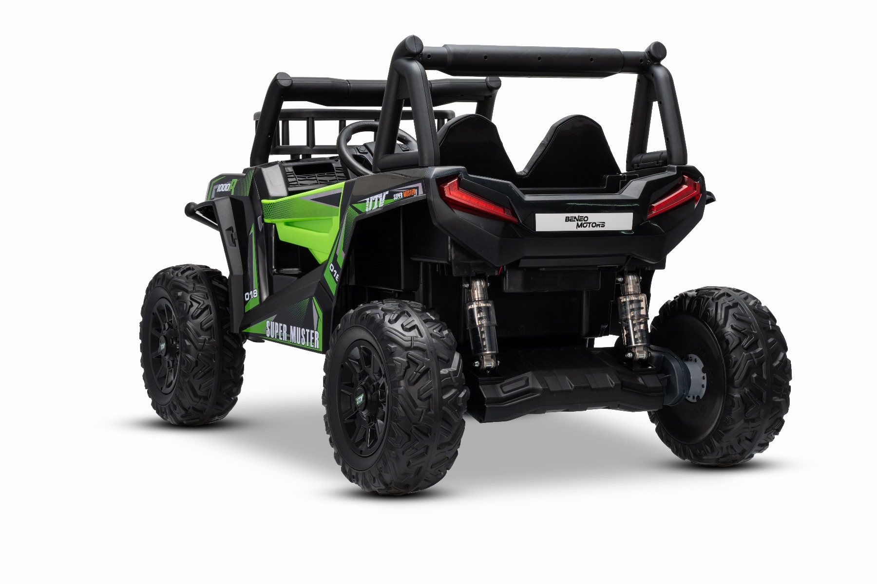 Mașină electrică pentru copii UTV 24V, verde, două locuri, motor 2 x 200 W, Baterie litiu, roți EVA, osii cu arcuri, frână electrică, scaun tapițat, 2.4 GHz DO, două locuri, USB, AUX - imagine 23