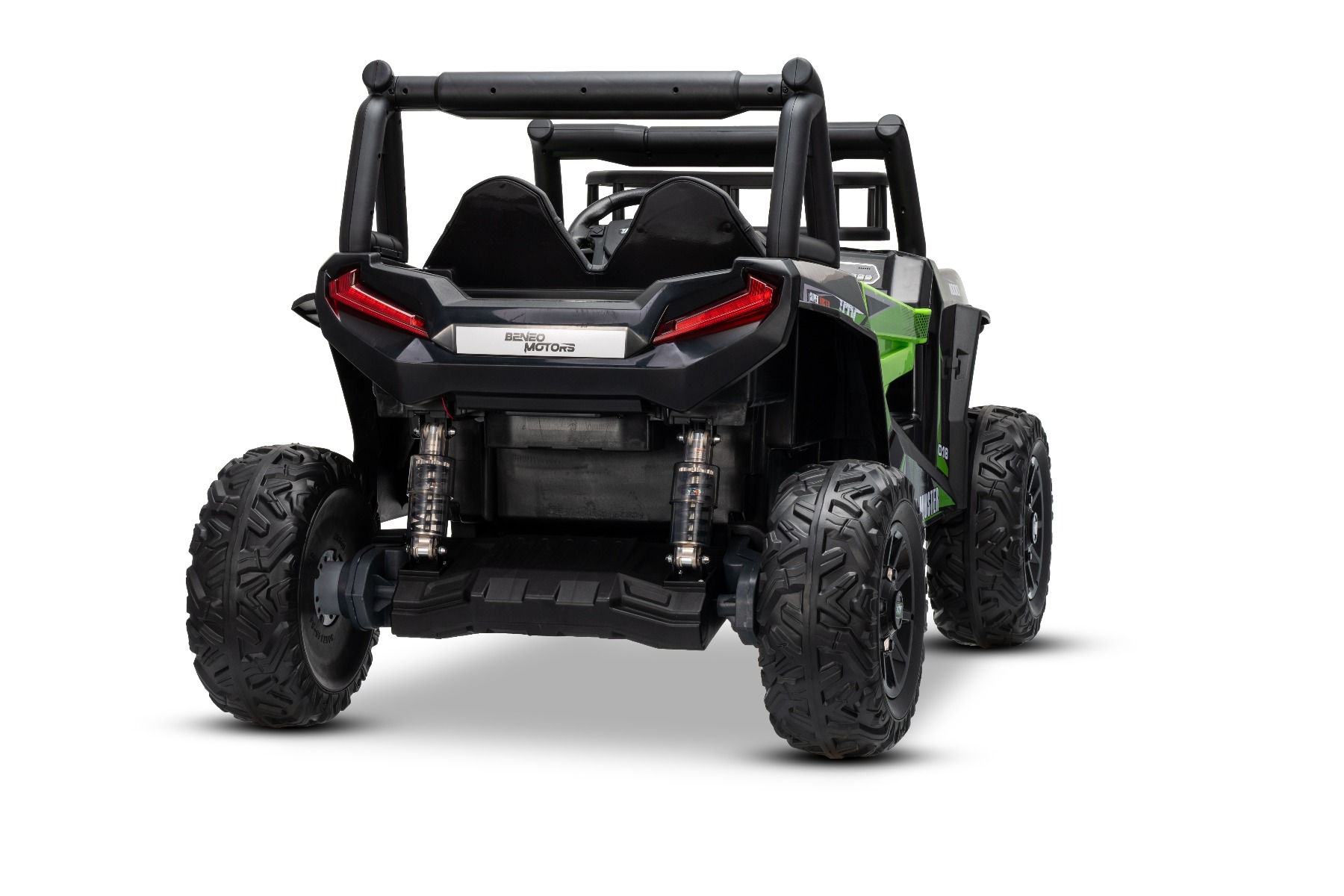 Mașină electrică pentru copii UTV 24V, verde, două locuri, motor 2 x 200 W, Baterie litiu, roți EVA, osii cu arcuri, frână electrică, scaun tapițat, 2.4 GHz DO, două locuri, USB, AUX - imagine 26