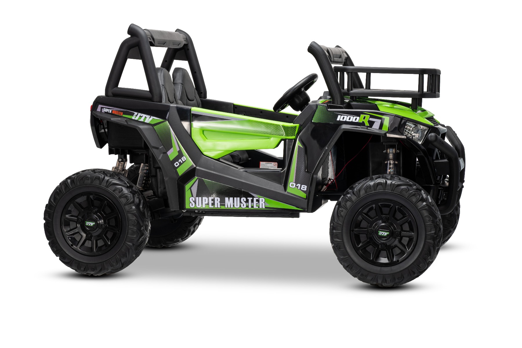 Mașină electrică pentru copii UTV 24V, verde, două locuri, motor 2 x 200 W, Baterie litiu, roți EVA, osii cu arcuri, frână electrică, scaun tapițat, 2.4 GHz DO, două locuri, USB, AUX - imagine 32