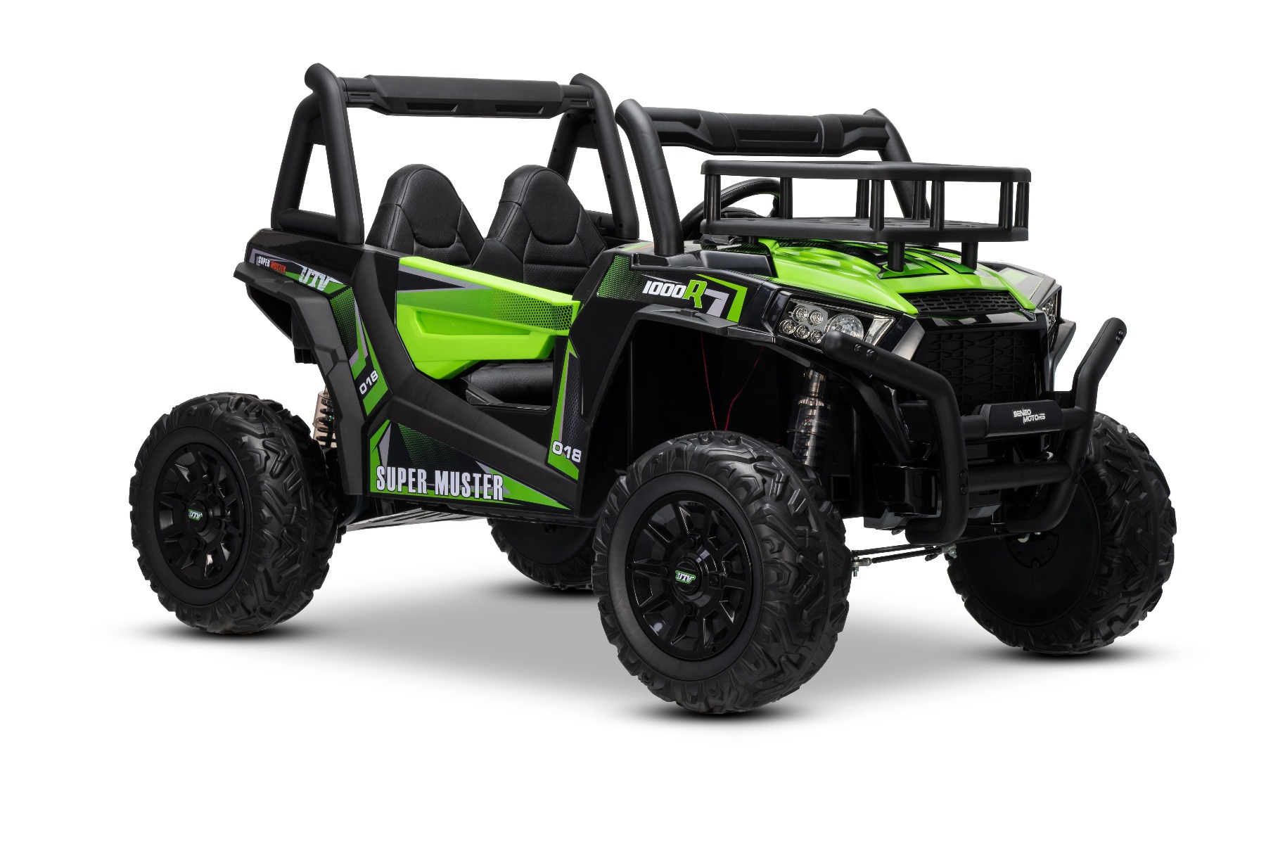 Mașină electrică pentru copii UTV 24V, verde, două locuri, motor 2 x 200 W, Baterie litiu, roți EVA, osii cu arcuri, frână electrică, scaun tapițat, 2.4 GHz DO, două locuri, USB, AUX - imagine 34