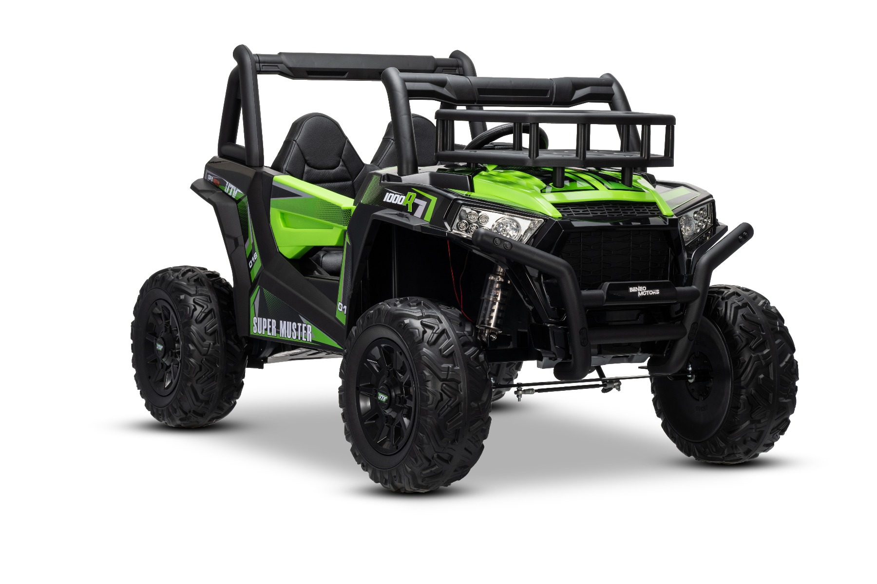 Mașină electrică pentru copii UTV 24V, verde, două locuri, motor 2 x 200 W, Baterie litiu, roți EVA, osii cu arcuri, frână electrică, scaun tapițat, 2.4 GHz DO, două locuri, USB, AUX - imagine 35