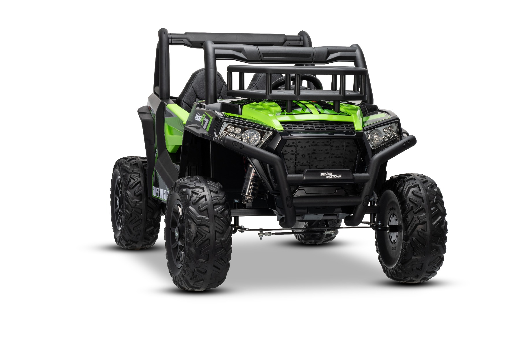 Mașină electrică pentru copii UTV 24V, verde, două locuri, motor 2 x 200 W, Baterie litiu, roți EVA, osii cu arcuri, frână electrică, scaun tapițat, 2.4 GHz DO, două locuri, USB, AUX - imagine 36