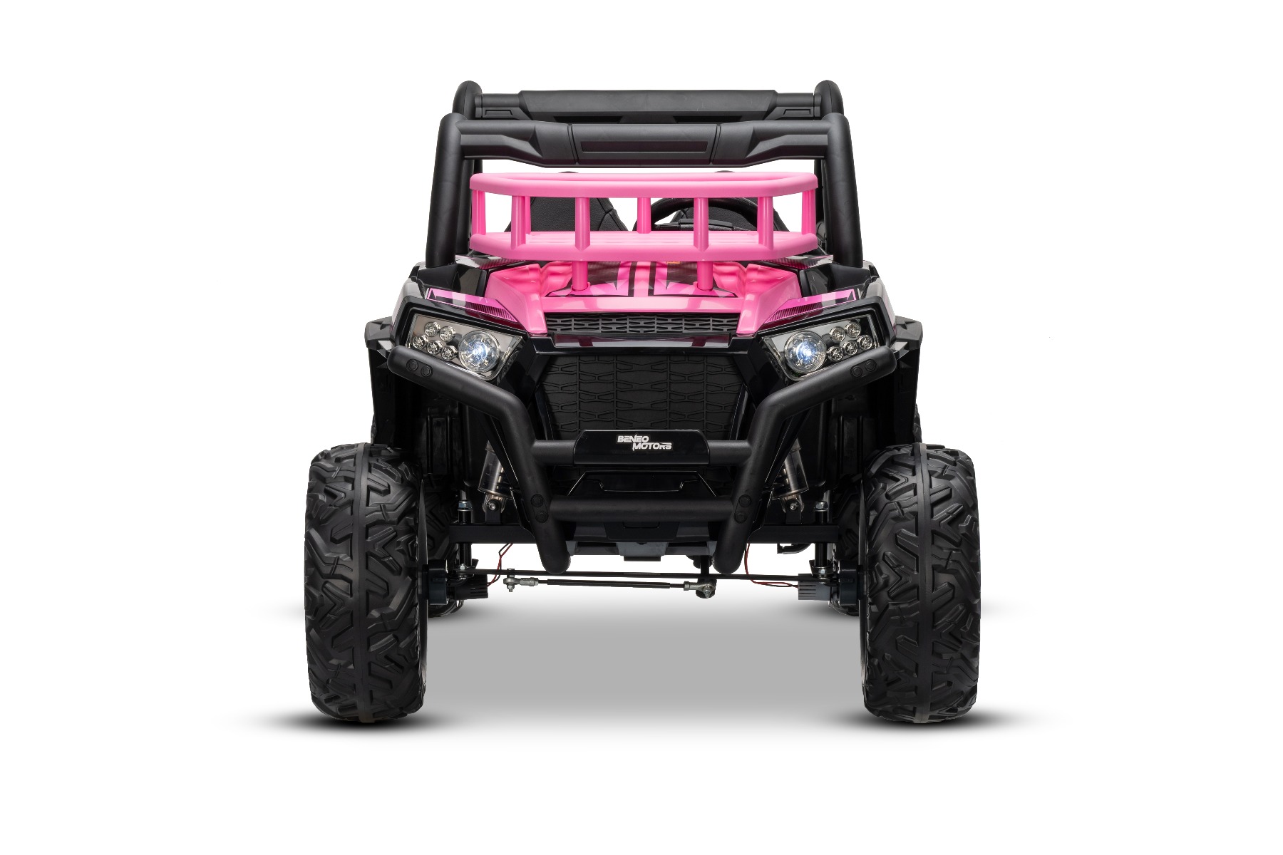 Mașină electrică pentru copii UTV 24V, Roz, două locuri, motor 2 x 200 W, Baterie litiu, roți EVA, osii cu arcuri, frână electrică, scaun tapițat, 2.4 GHz DO, două locuri, USB, AUX - imagine 3