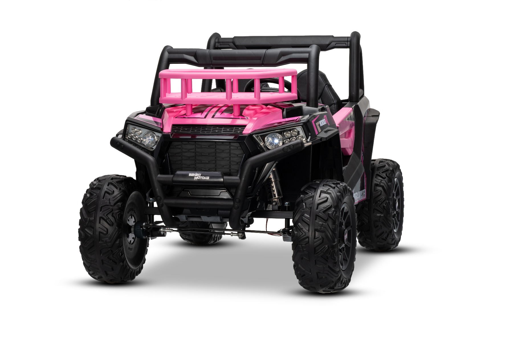 Mașină electrică pentru copii UTV 24V, Roz, două locuri, motor 2 x 200 W, Baterie litiu, roți EVA, osii cu arcuri, frână electrică, scaun tapițat, 2.4 GHz DO, două locuri, USB, AUX - imagine 4