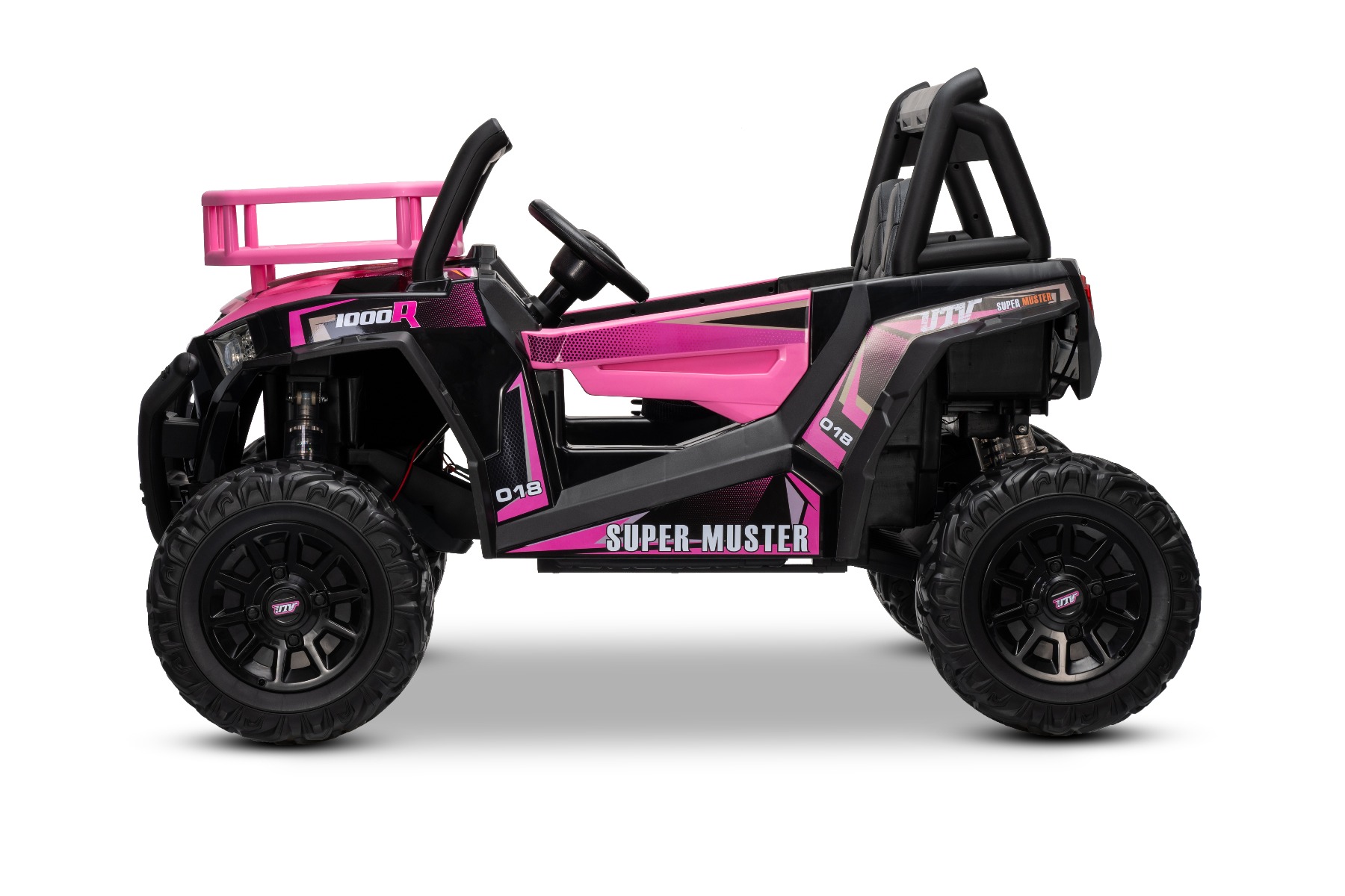Mașină electrică pentru copii UTV 24V, Roz, două locuri, motor 2 x 200 W, Baterie litiu, roți EVA, osii cu arcuri, frână electrică, scaun tapițat, 2.4 GHz DO, două locuri, USB, AUX - imagine 7