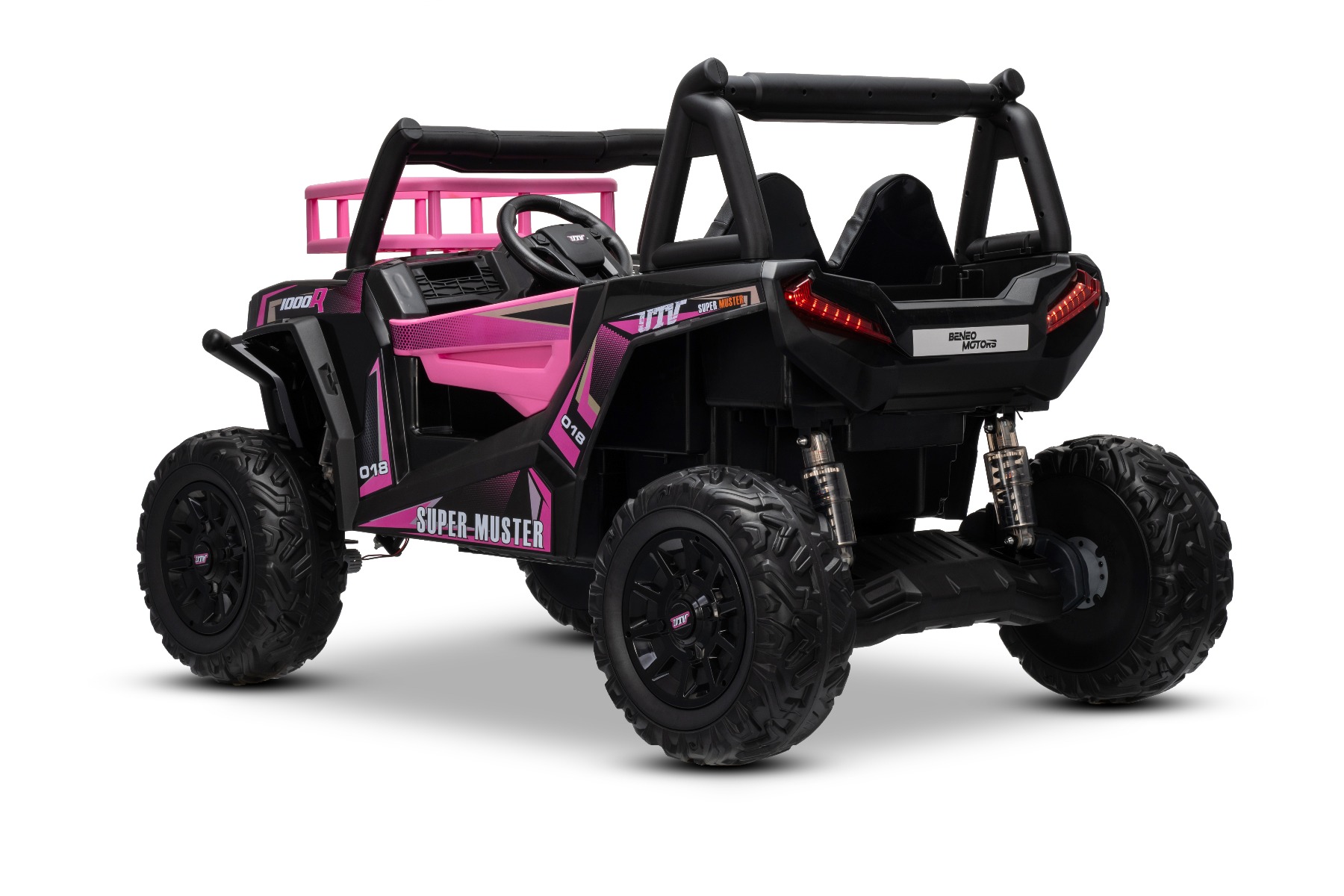 Mașină electrică pentru copii UTV 24V, Roz, două locuri, motor 2 x 200 W, Baterie litiu, roți EVA, osii cu arcuri, frână electrică, scaun tapițat, 2.4 GHz DO, două locuri, USB, AUX - imagine 10