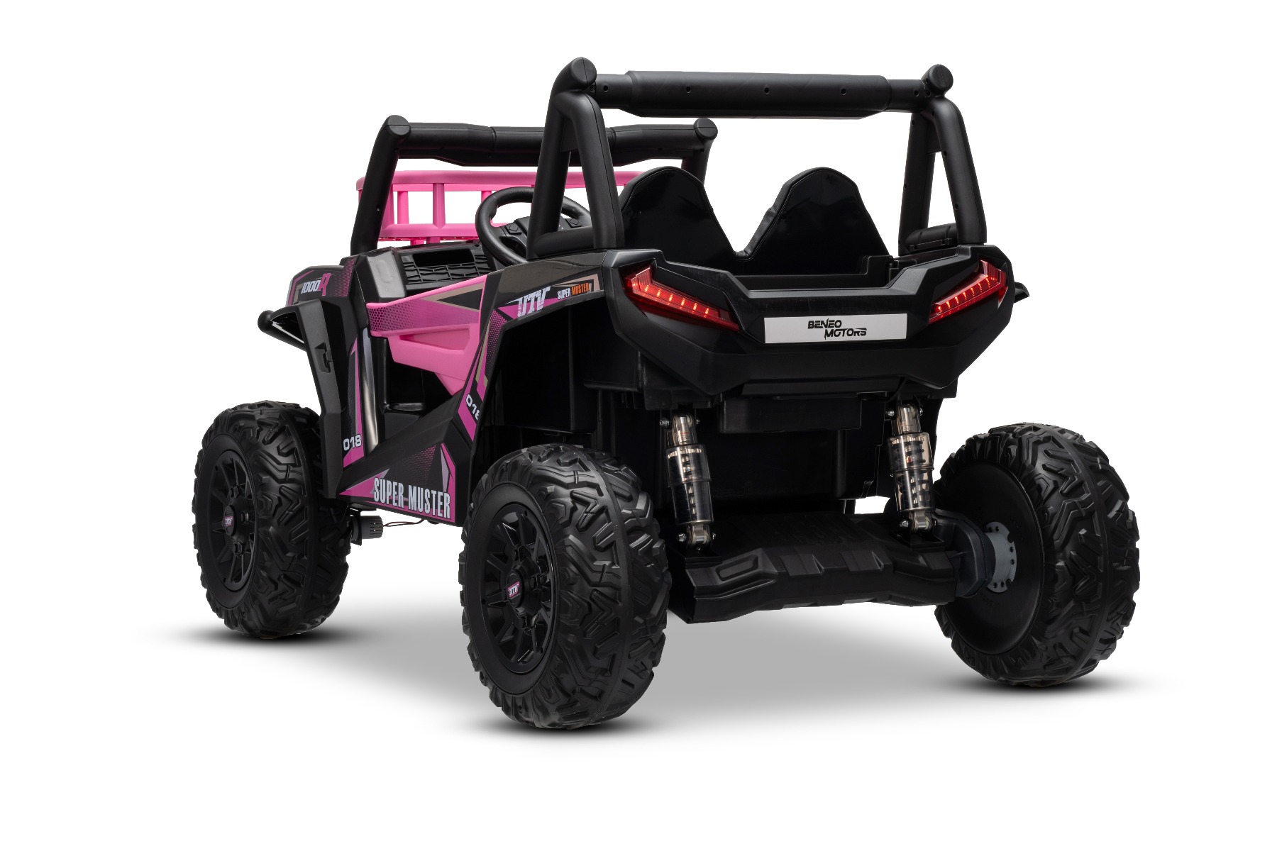Mașină electrică pentru copii UTV 24V, Roz, două locuri, motor 2 x 200 W, Baterie litiu, roți EVA, osii cu arcuri, frână electrică, scaun tapițat, 2.4 GHz DO, două locuri, USB, AUX - imagine 11