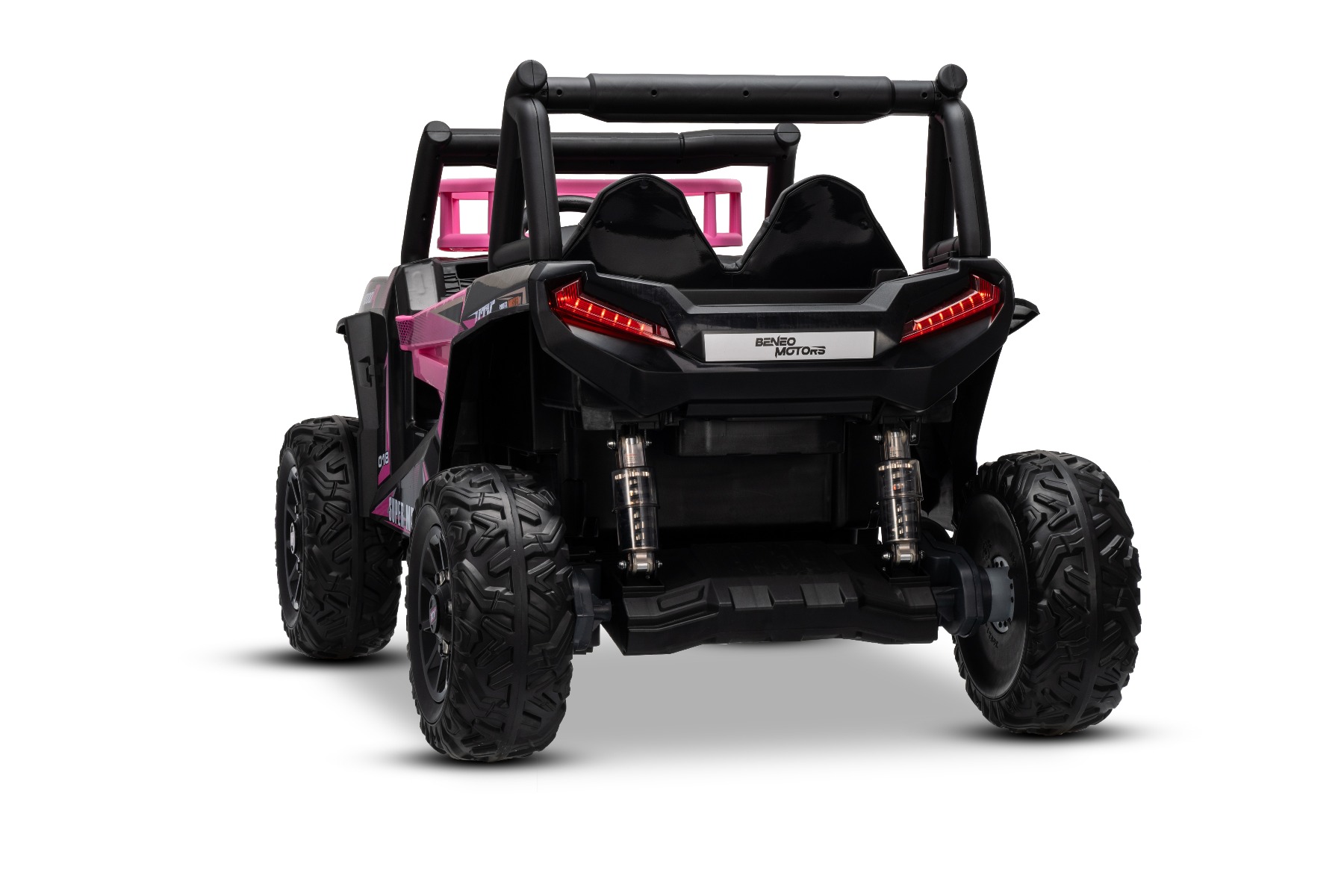 Mașină electrică pentru copii UTV 24V, Roz, două locuri, motor 2 x 200 W, Baterie litiu, roți EVA, osii cu arcuri, frână electrică, scaun tapițat, 2.4 GHz DO, două locuri, USB, AUX - imagine 12