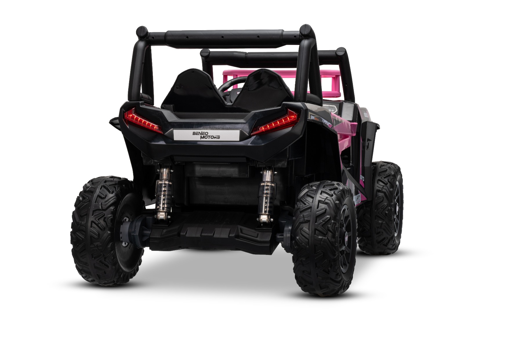 Mașină electrică pentru copii UTV 24V, Roz, două locuri, motor 2 x 200 W, Baterie litiu, roți EVA, osii cu arcuri, frână electrică, scaun tapițat, 2.4 GHz DO, două locuri, USB, AUX - imagine 14