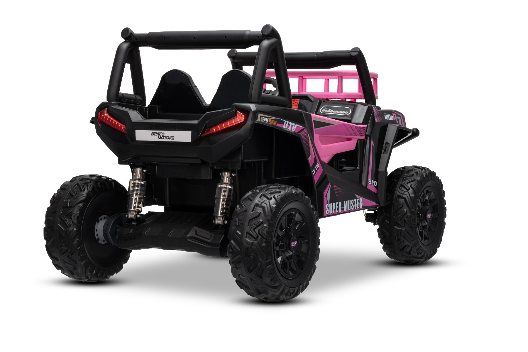 Mașină electrică pentru copii UTV 24V, Roz, două locuri, motor 2 x 200 W, Baterie litiu, roți EVA, osii cu arcuri, frână electrică, scaun tapițat, 2.4 GHz DO, două locuri, USB, AUX - imagine 15