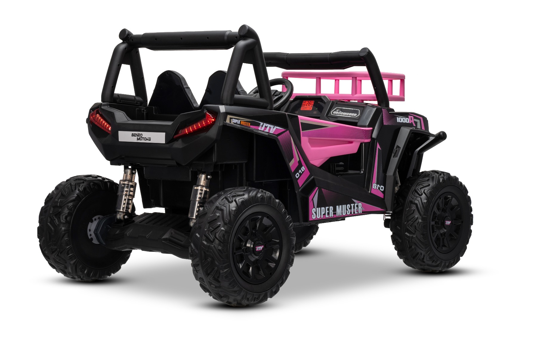 Mașină electrică pentru copii UTV 24V, Roz, două locuri, motor 2 x 200 W, Baterie litiu, roți EVA, osii cu arcuri, frână electrică, scaun tapițat, 2.4 GHz DO, două locuri, USB, AUX - imagine 16