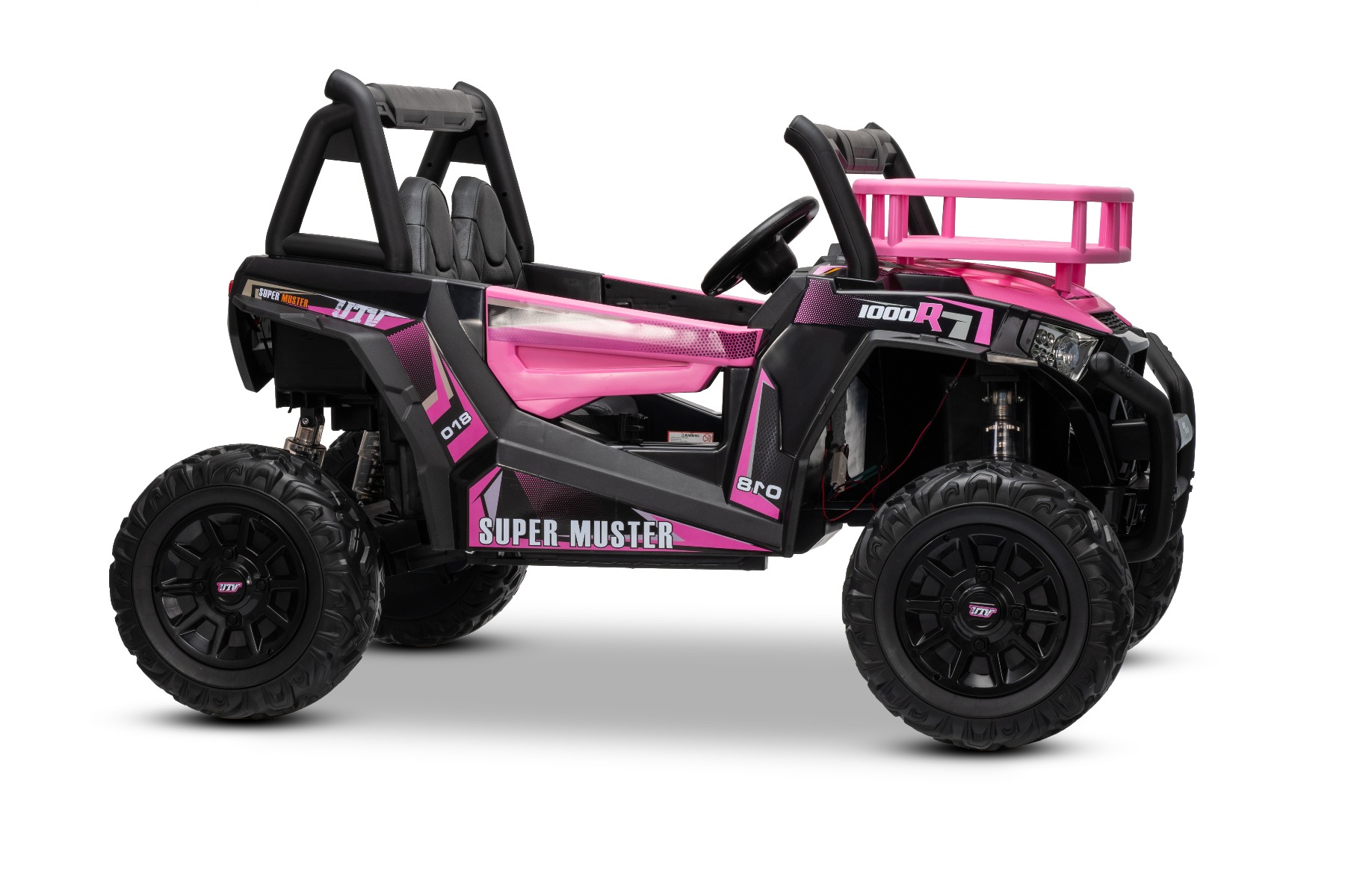 Mașină electrică pentru copii UTV 24V, Roz, două locuri, motor 2 x 200 W, Baterie litiu, roți EVA, osii cu arcuri, frână electrică, scaun tapițat, 2.4 GHz DO, două locuri, USB, AUX - imagine 20