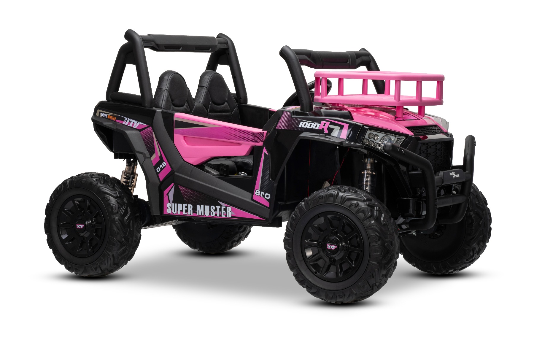 Mașină electrică pentru copii UTV 24V, Roz, două locuri, motor 2 x 200 W, Baterie litiu, roți EVA, osii cu arcuri, frână electrică, scaun tapițat, 2.4 GHz DO, două locuri, USB, AUX - imagine 21