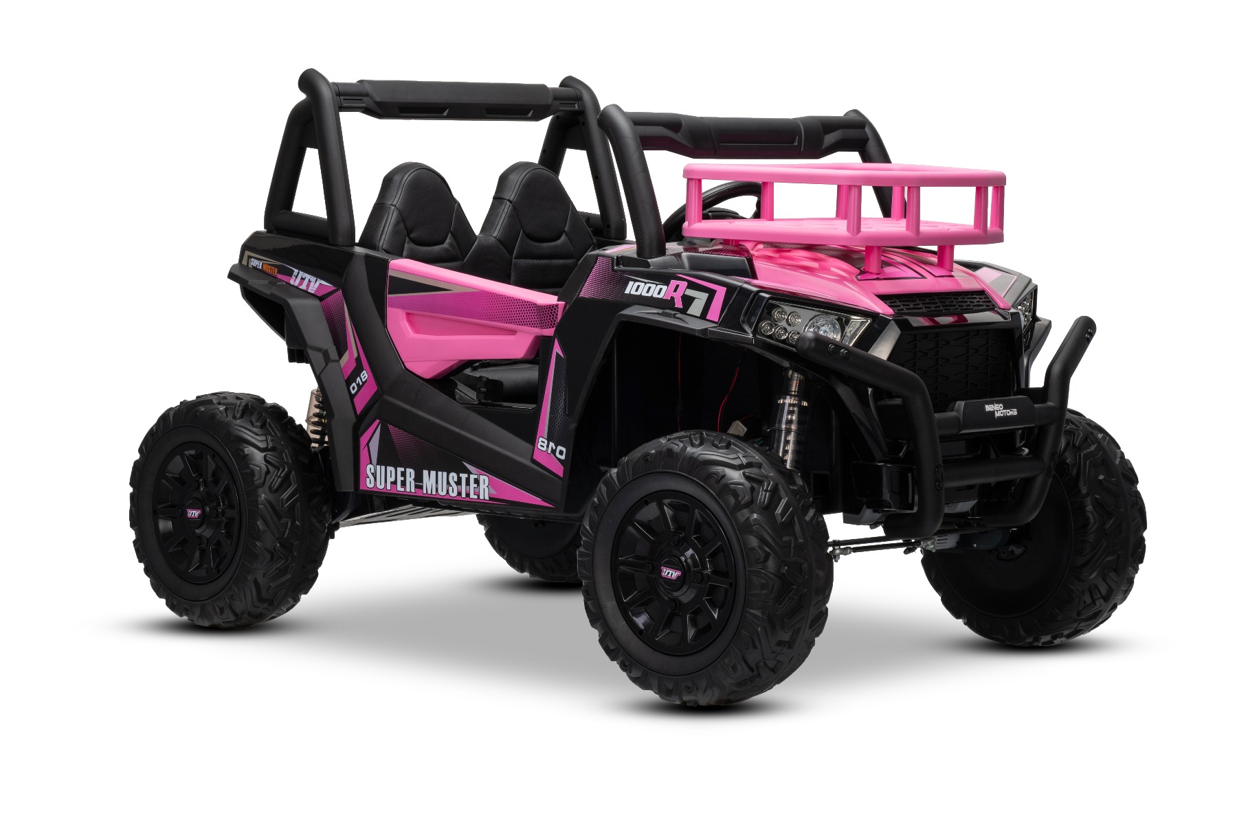 Mașină electrică pentru copii UTV 24V, Roz, două locuri, motor 2 x 200 W, Baterie litiu, roți EVA, osii cu arcuri, frână electrică, scaun tapițat, 2.4 GHz DO, două locuri, USB, AUX - imagine 22