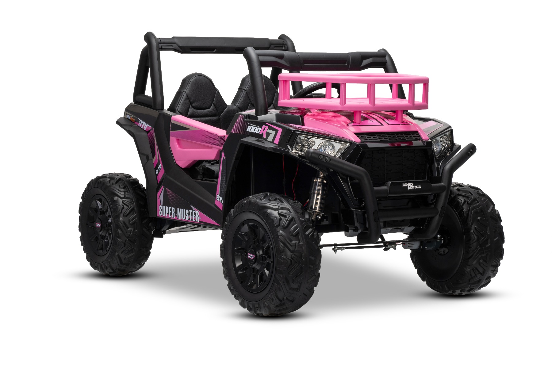 Mașină electrică pentru copii UTV 24V, Roz, două locuri, motor 2 x 200 W, Baterie litiu, roți EVA, osii cu arcuri, frână electrică, scaun tapițat, 2.4 GHz DO, două locuri, USB, AUX - imagine 23