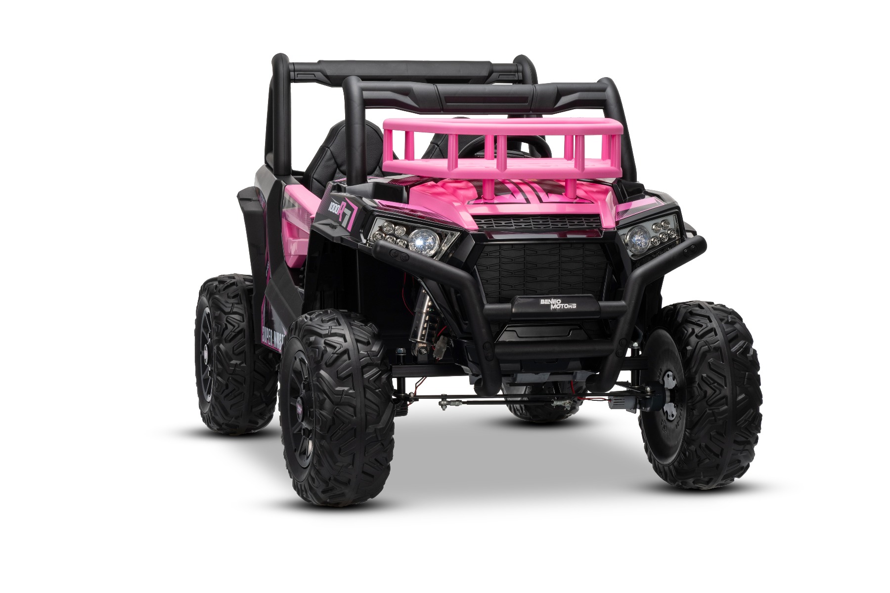 Mașină electrică pentru copii UTV 24V, Roz, două locuri, motor 2 x 200 W, Baterie litiu, roți EVA, osii cu arcuri, frână electrică, scaun tapițat, 2.4 GHz DO, două locuri, USB, AUX - imagine 24