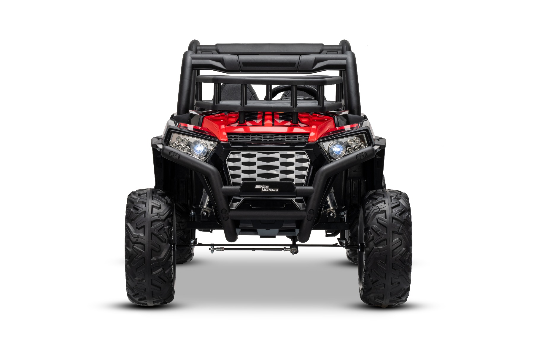 Mașină electrică pentru copii UTV 24V, roșie, două locuri, motor 2 x 200 W, Baterie litiu, roți EVA, osii cu arcuri, frână electrică, scaun tapițat, 2.4 GHz DO, două locuri, USB, AUX - imagine 16