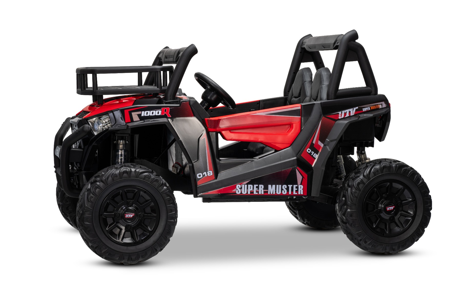 Mașină electrică pentru copii UTV 24V, roșie, două locuri, motor 2 x 200 W, Baterie litiu, roți EVA, osii cu arcuri, frână electrică, scaun tapițat, 2.4 GHz DO, două locuri, USB, AUX - imagine 18