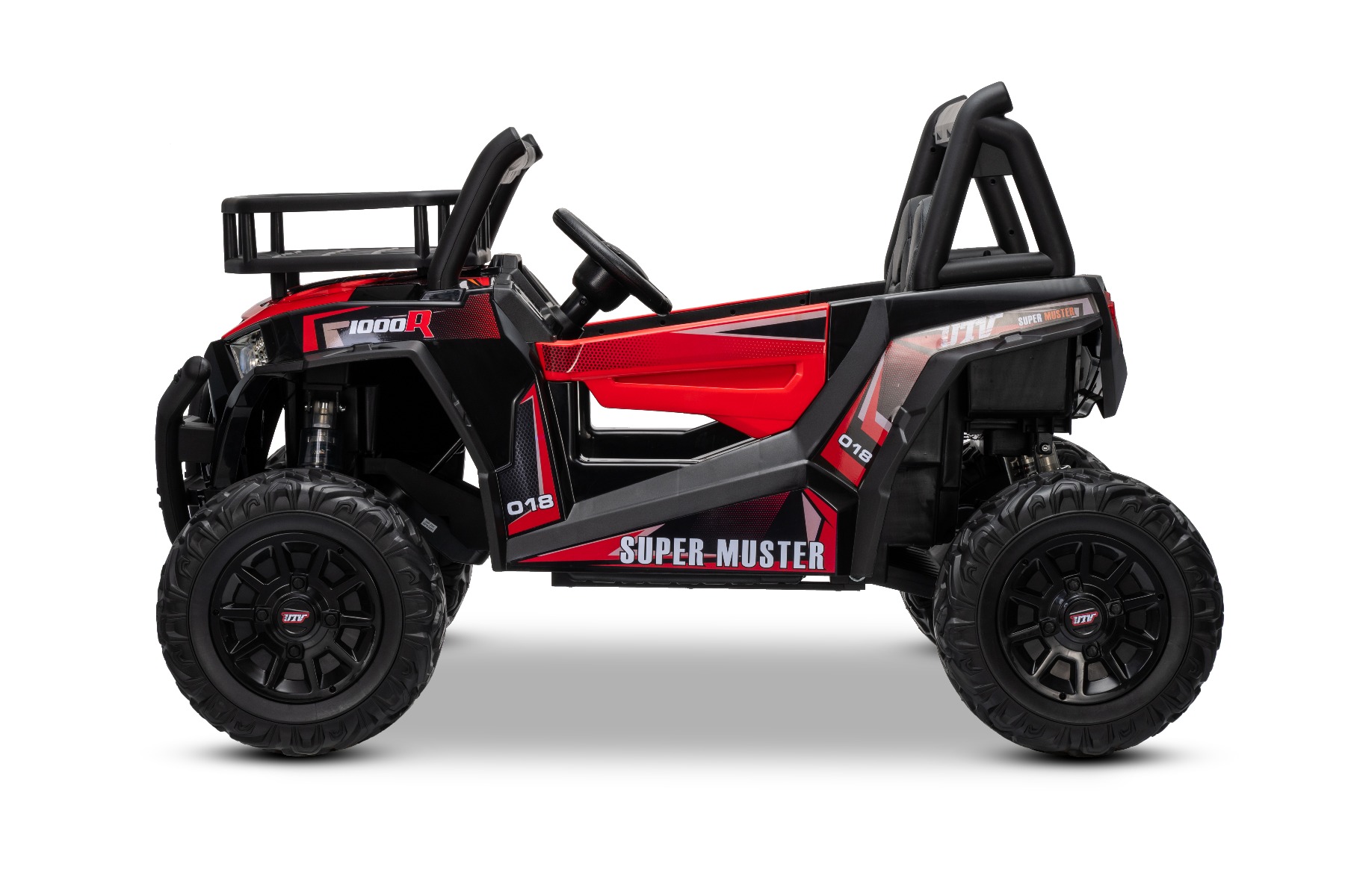 Mașină electrică pentru copii UTV 24V, roșie, două locuri, motor 2 x 200 W, Baterie litiu, roți EVA, osii cu arcuri, frână electrică, scaun tapițat, 2.4 GHz DO, două locuri, USB, AUX - imagine 19