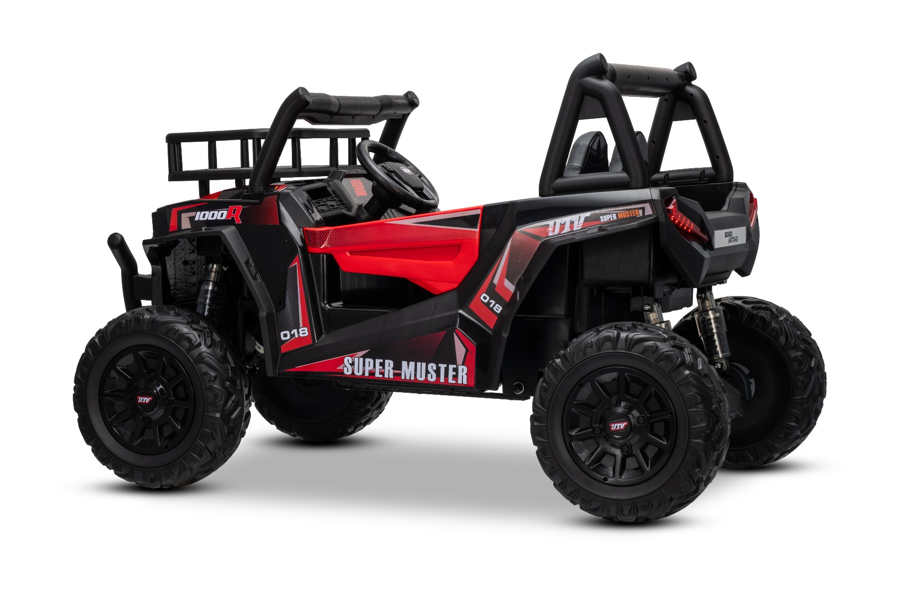 Mașină electrică pentru copii UTV 24V, roșie, două locuri, motor 2 x 200 W, Baterie litiu, roți EVA, osii cu arcuri, frână electrică, scaun tapițat, 2.4 GHz DO, două locuri, USB, AUX - imagine 20