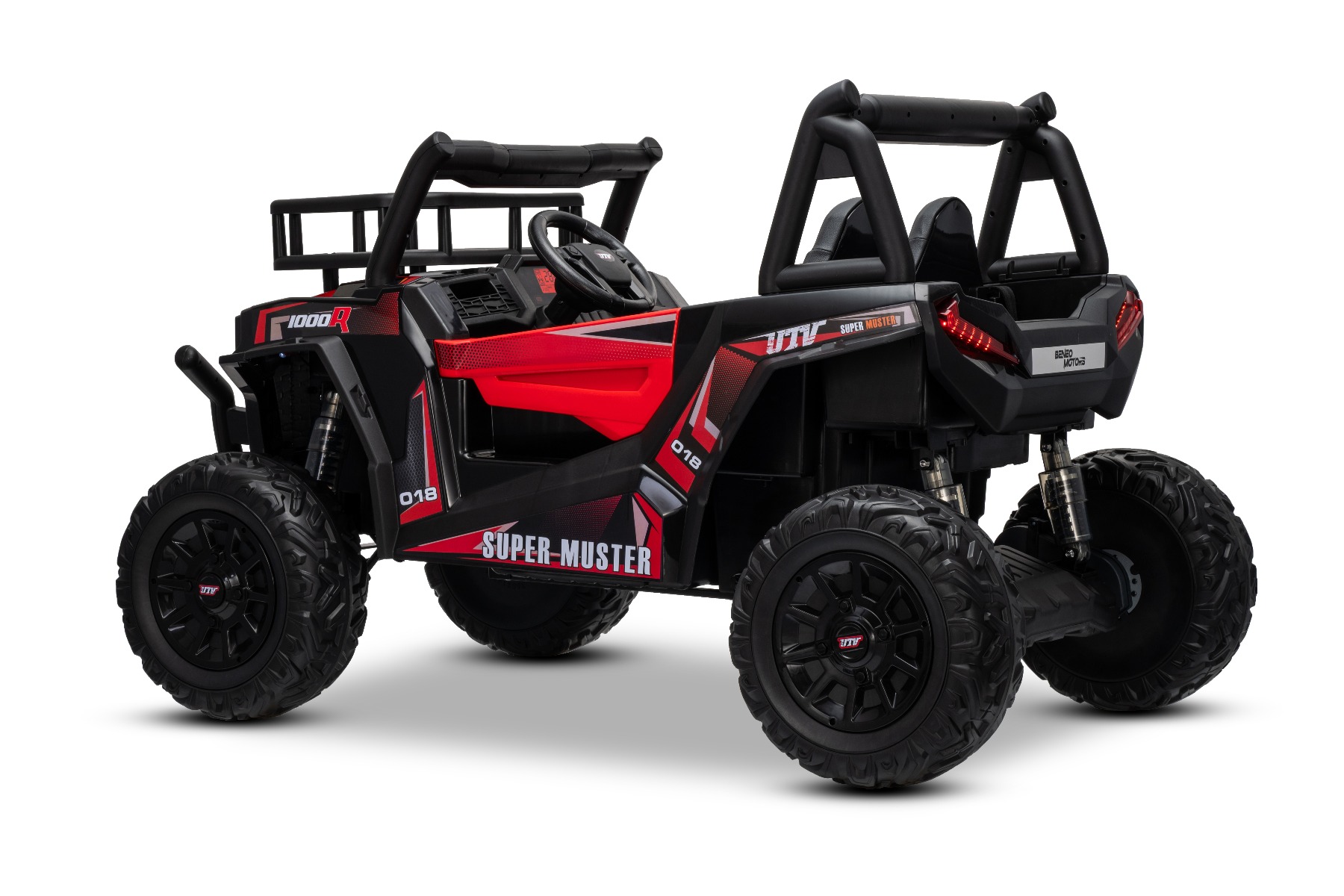 Mașină electrică pentru copii UTV 24V, roșie, două locuri, motor 2 x 200 W, Baterie litiu, roți EVA, osii cu arcuri, frână electrică, scaun tapițat, 2.4 GHz DO, două locuri, USB, AUX - imagine 21