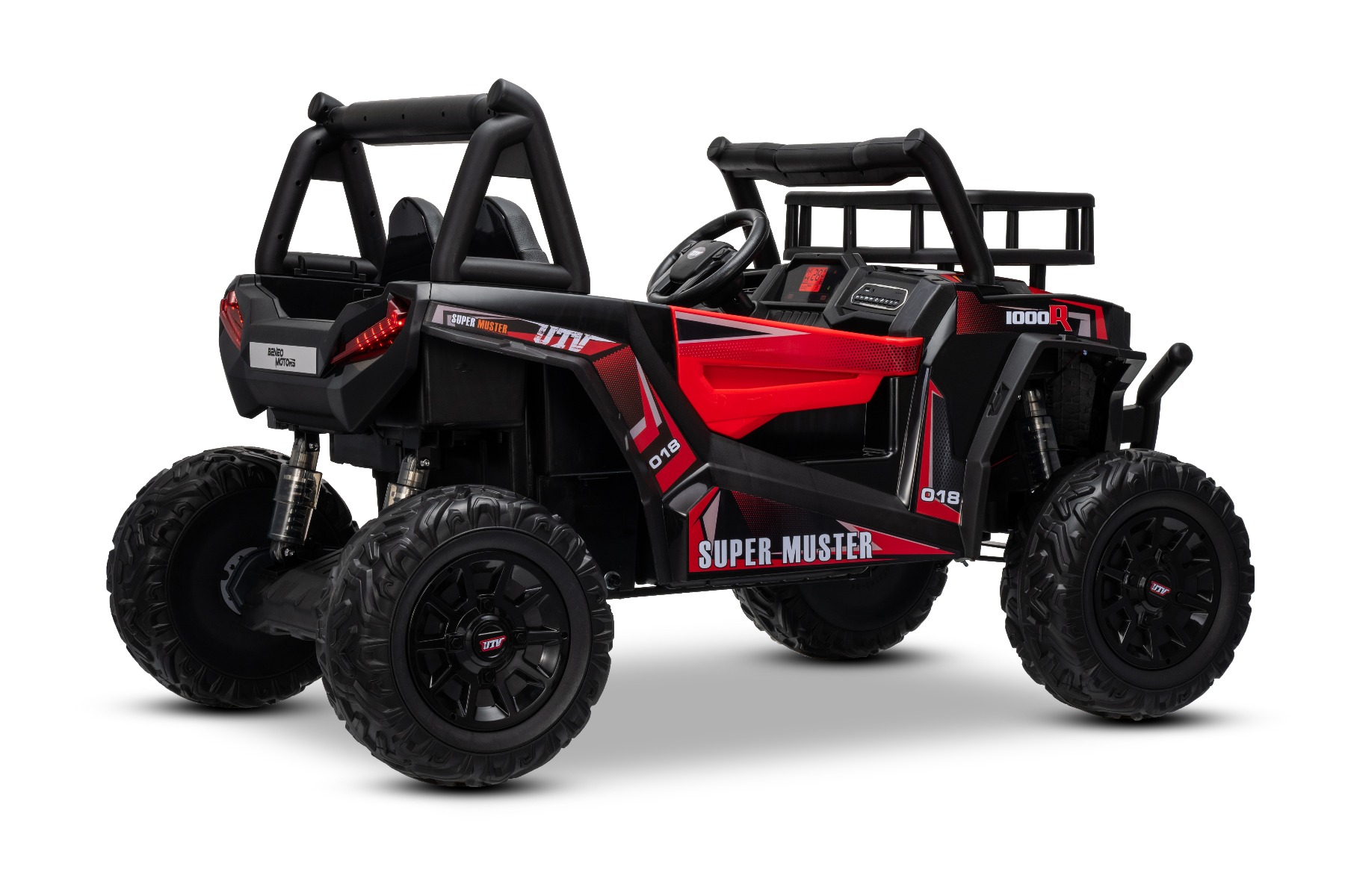 Mașină electrică pentru copii UTV 24V, roșie, două locuri, motor 2 x 200 W, Baterie litiu, roți EVA, osii cu arcuri, frână electrică, scaun tapițat, 2.4 GHz DO, două locuri, USB, AUX - imagine 29