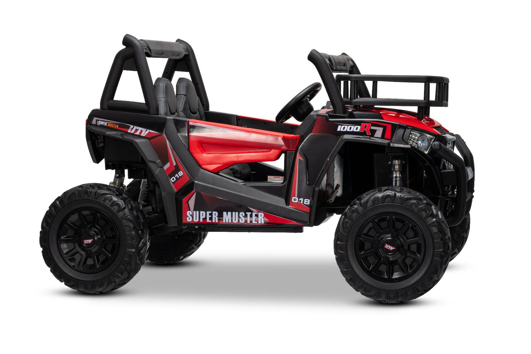 Mașină electrică pentru copii UTV 24V, roșie, două locuri, motor 2 x 200 W, Baterie litiu, roți EVA, osii cu arcuri, frână electrică, scaun tapițat, 2.4 GHz DO, două locuri, USB, AUX - imagine 32