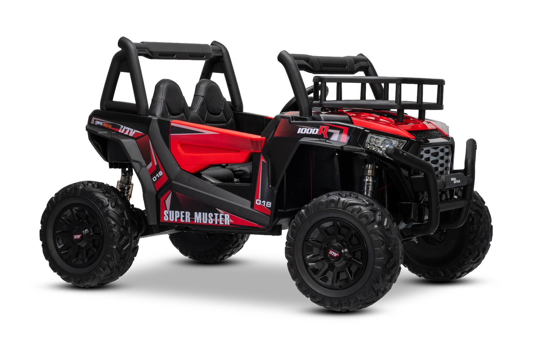 Mașină electrică pentru copii UTV 24V, roșie, două locuri, motor 2 x 200 W, Baterie litiu, roți EVA, osii cu arcuri, frână electrică, scaun tapițat, 2.4 GHz DO, două locuri, USB, AUX - imagine 33