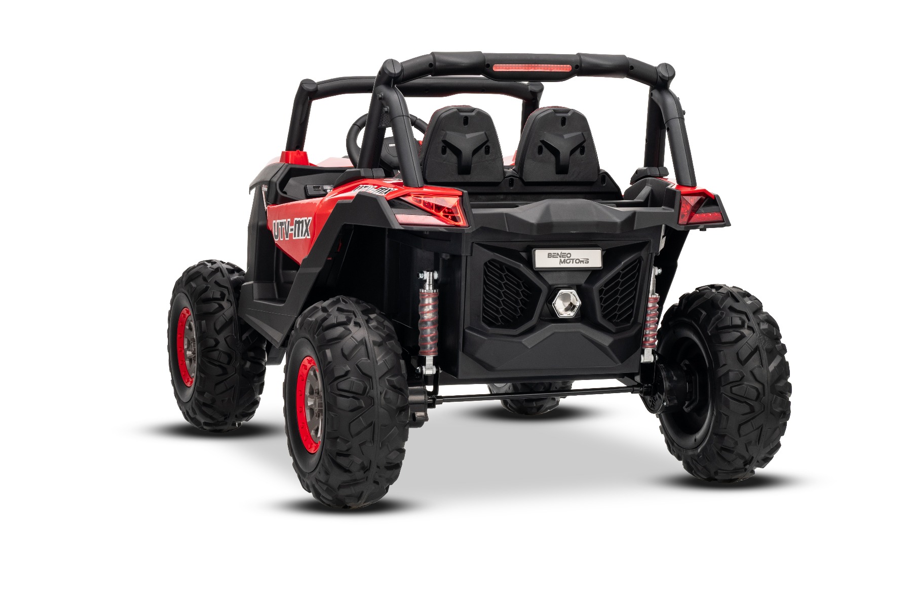 Mașinuță electrică de jucărie NEW RSX 24V, roșu, tracțiune 4x4, baterie litiu, roți EVA, suspensii, scaun din piele artificială cu două locuri, telecomandă, player MP3 cu intrare USB/AUX - imagine 10
