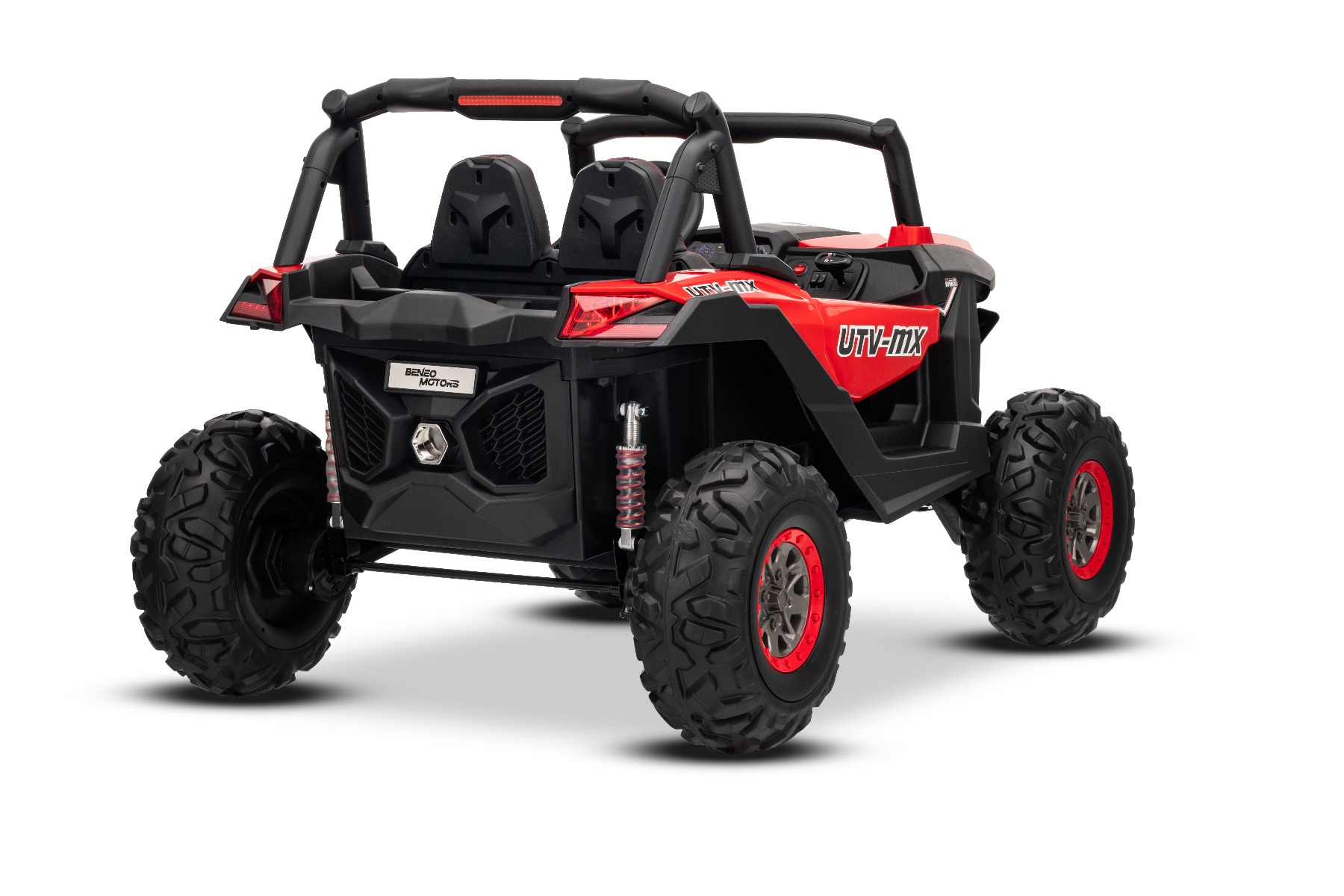 Mașinuță electrică de jucărie NEW RSX 24V, roșu, tracțiune 4x4, baterie litiu, roți EVA, suspensii, scaun din piele artificială cu două locuri, telecomandă, player MP3 cu intrare USB/AUX - imagine 13
