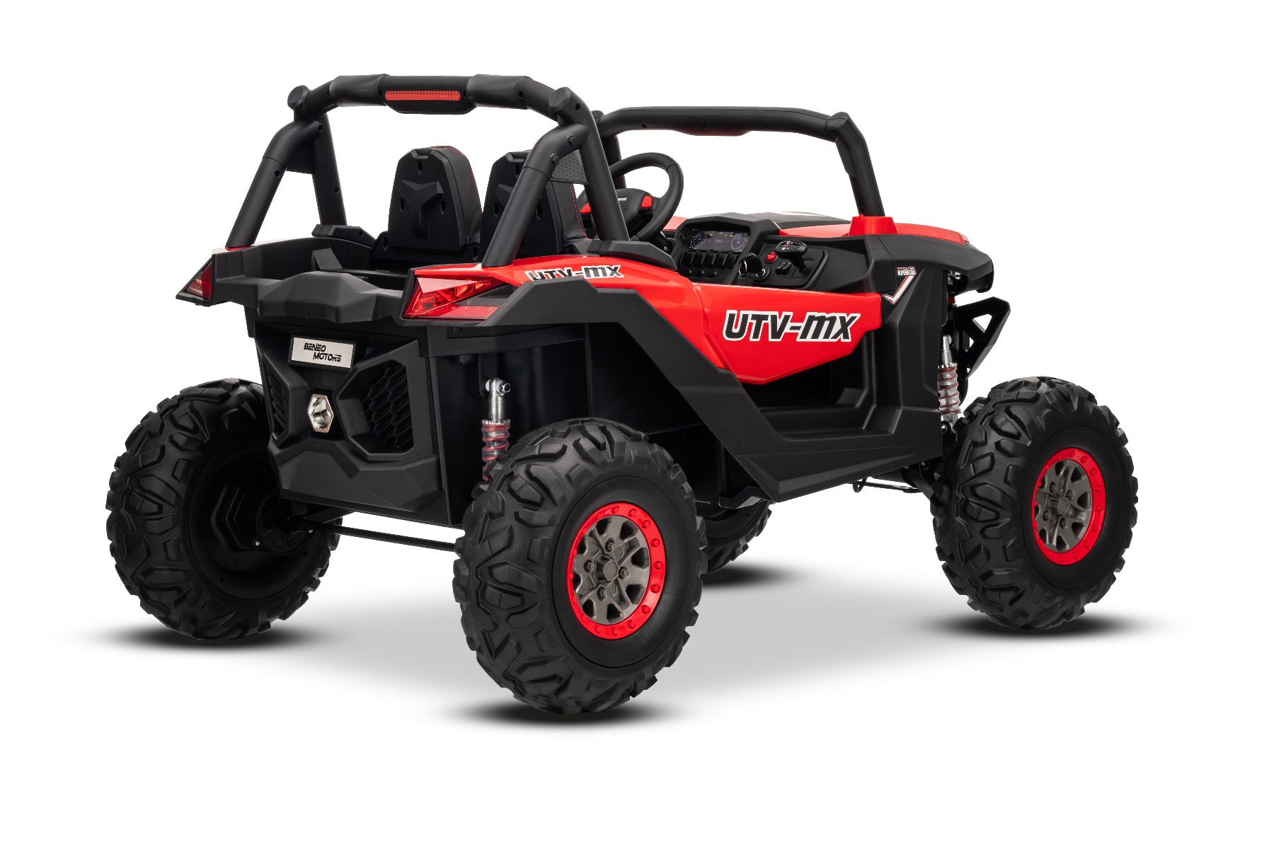 Mașinuță electrică de jucărie NEW RSX 24V, roșu, tracțiune 4x4, baterie litiu, roți EVA, suspensii, scaun din piele artificială cu două locuri, telecomandă, player MP3 cu intrare USB/AUX - imagine 14